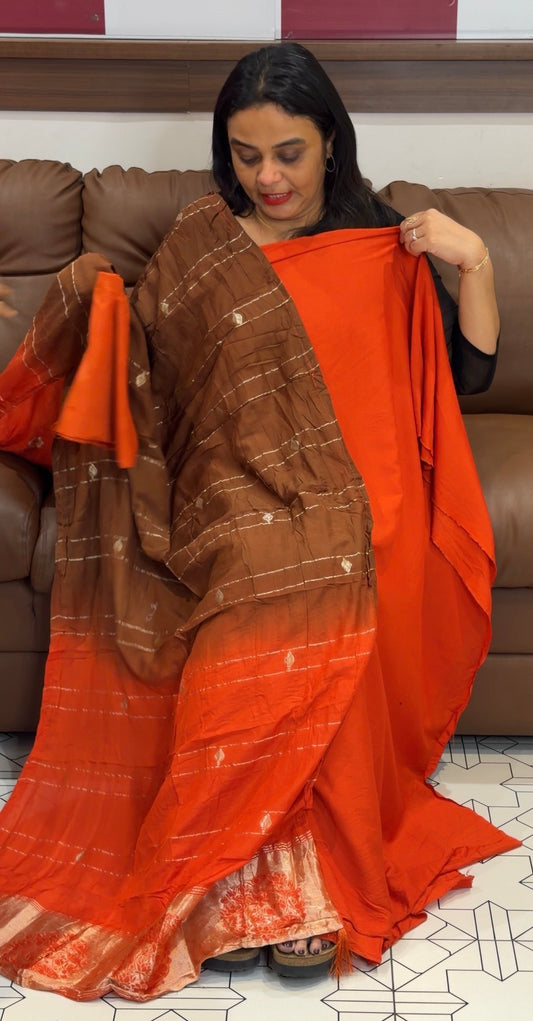 SEMI MUL CHANDERI UNSTITCHED SALWAR - IHA 33258