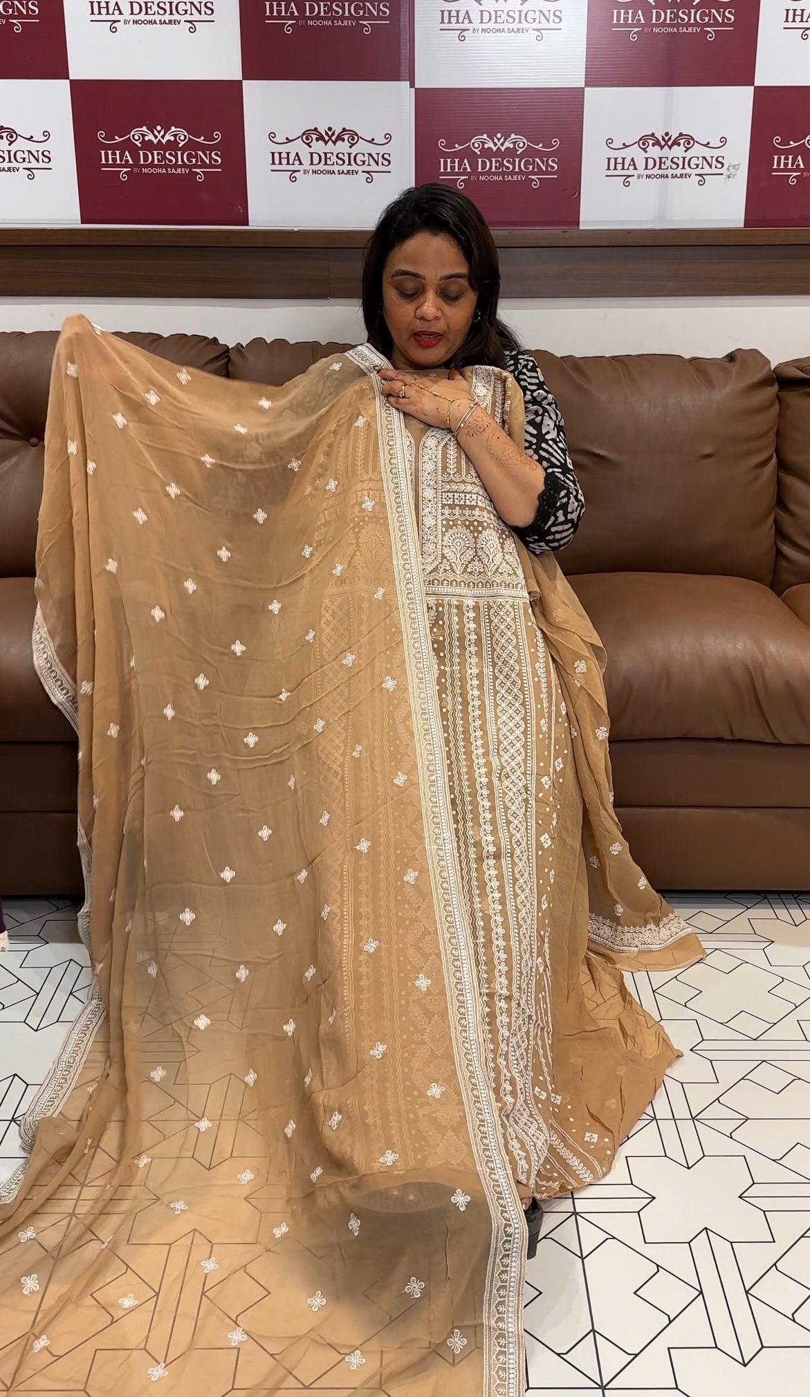 LUCKNOWI CHIKKANKARI UNSTITCHED SALWAR SUITS - IHA 24037