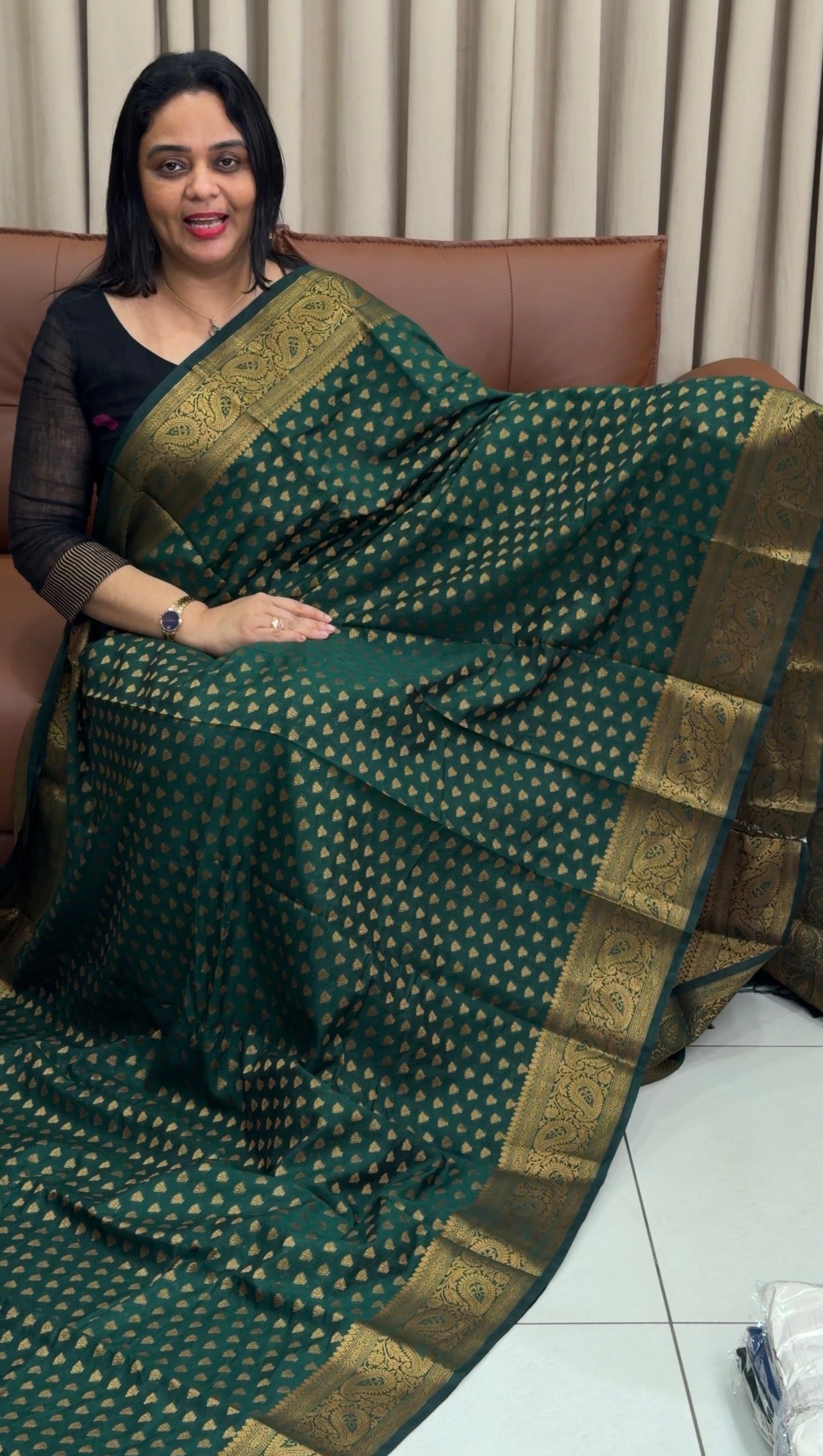 SEMI BANARASI SAREES - IHA 34003