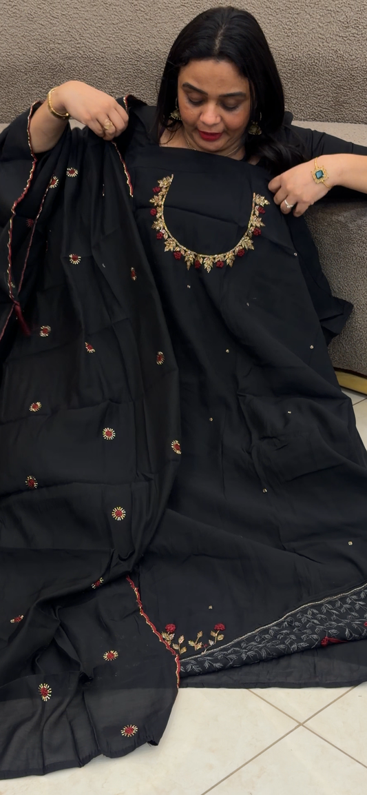 MALAI CHANDERI UNSTITCHED SALWAR SUITS - IHA 33606