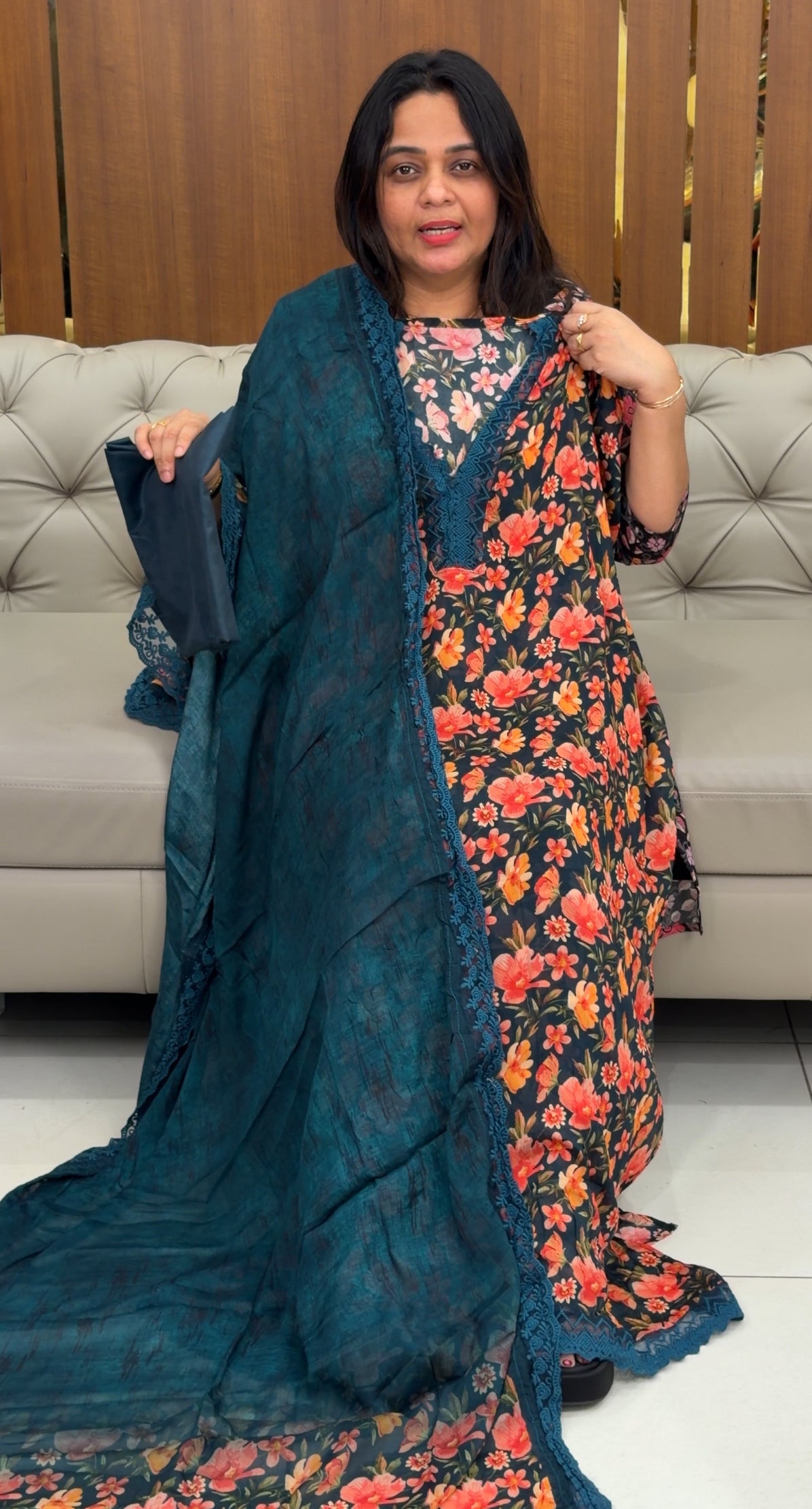 PRINTED CHIFFON UNSTITCHED SALWAR SUITS - IHA 29149