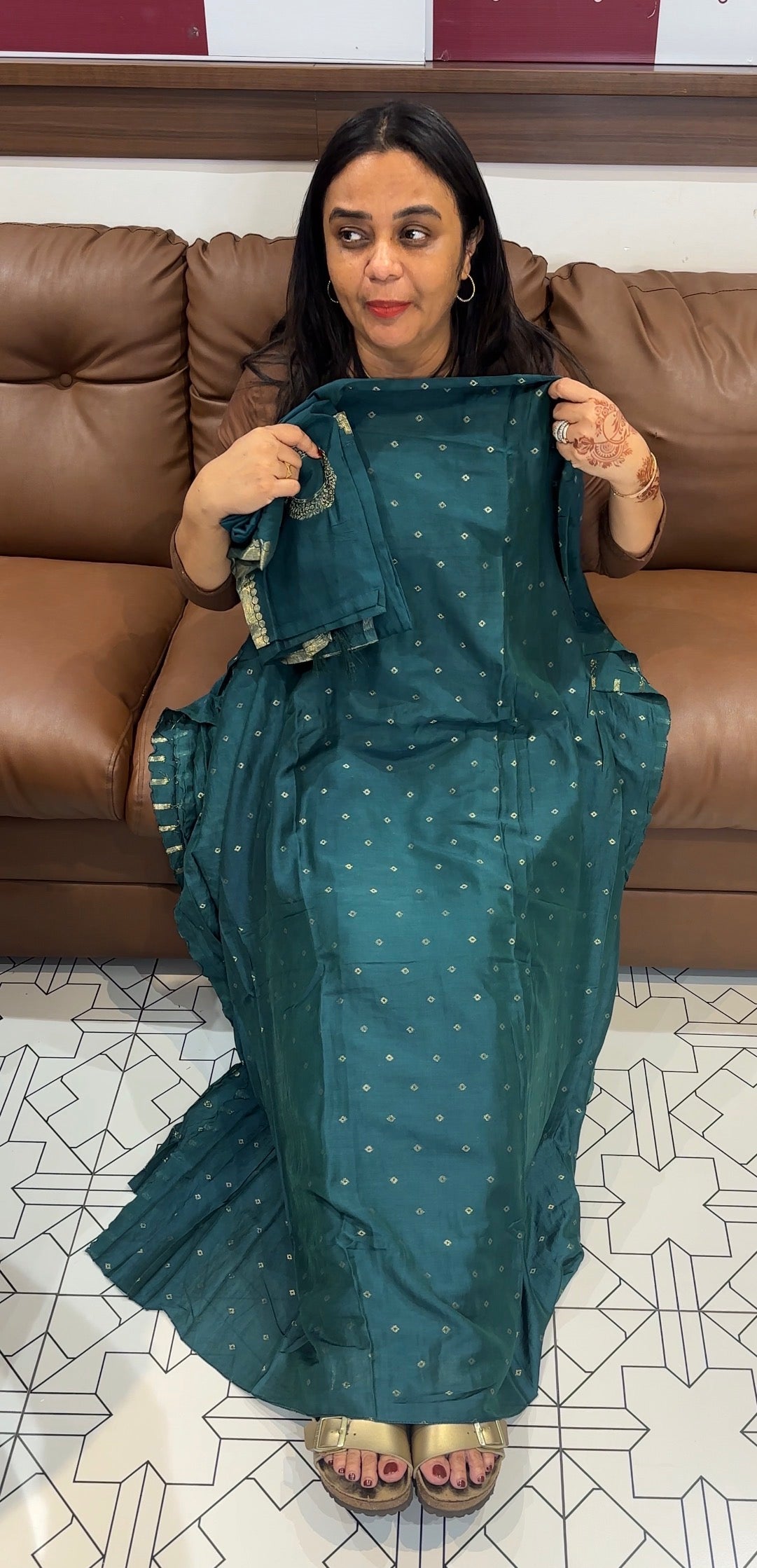 MUL CHANDERI UNSTITCHED SALWAR SUITS - IHA 31440