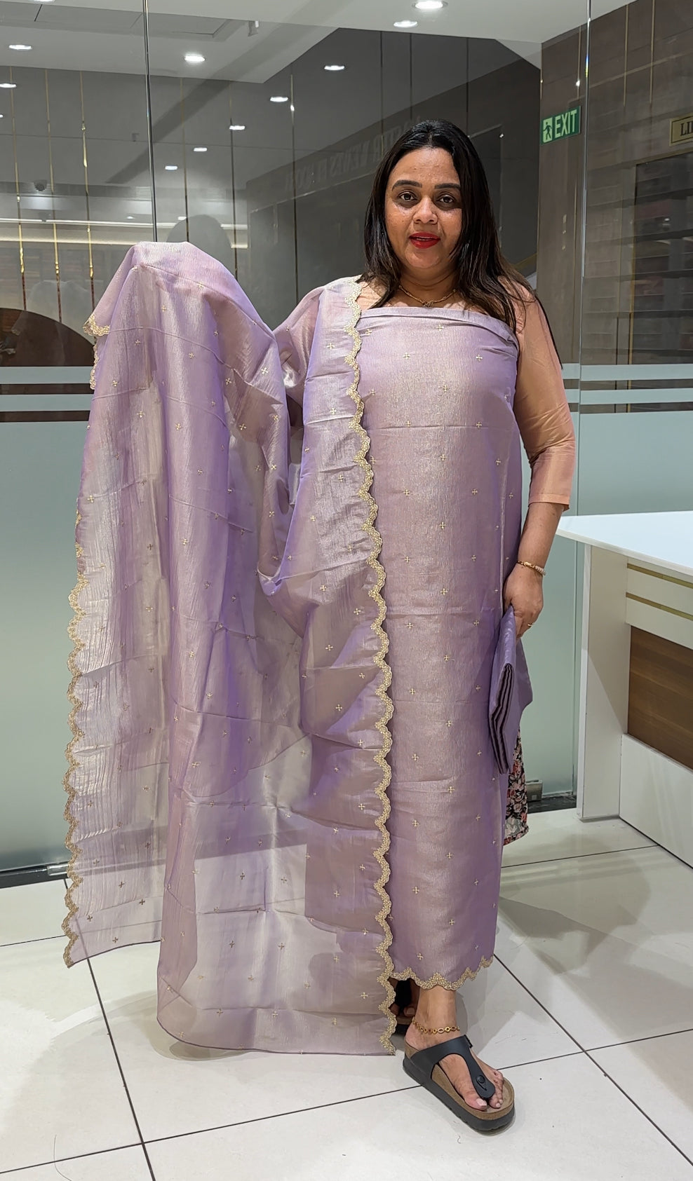 CRUSHED TISSUE BANARASI UNSTITCHED SALWAR SUITS - IHA 22643