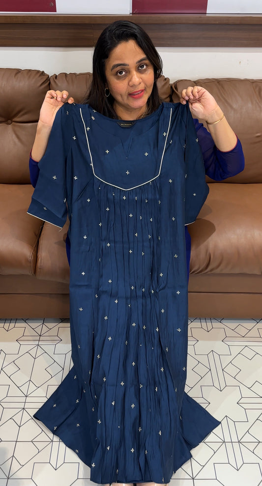 SEMI RAW SILK LONG A-LINE TOPS - IHA 29389