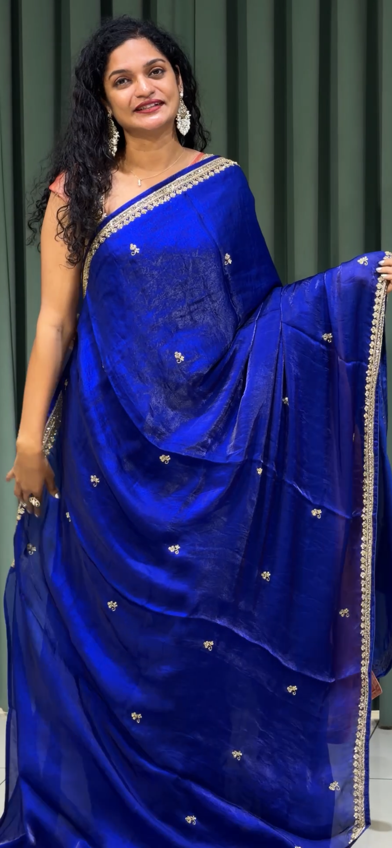 VELVET ORGANZA SAREES - IHA 33520