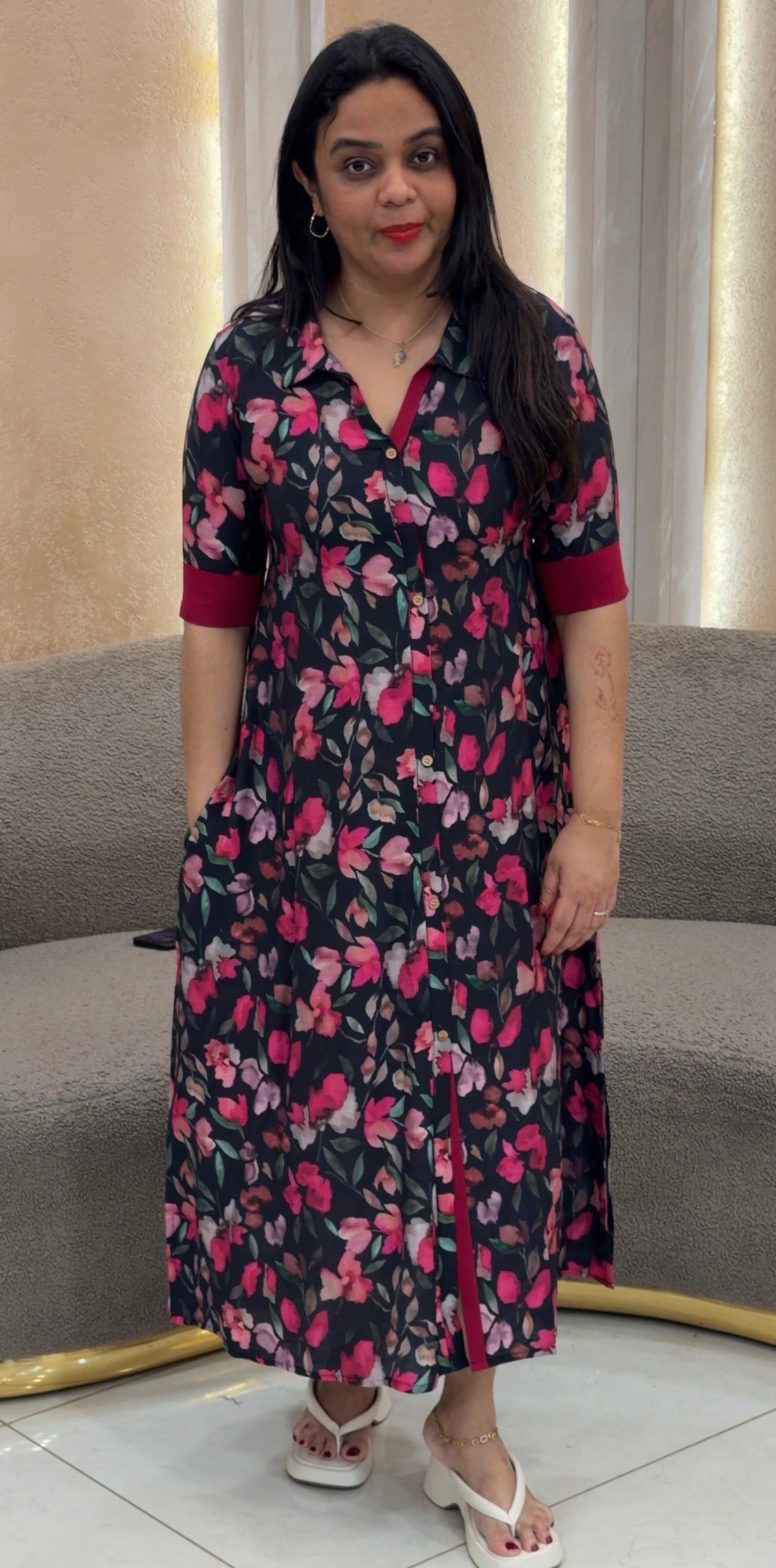 IHA'S IN-HOUSE PRINTED MUSLIN ALINE TOPS - IHA 33224