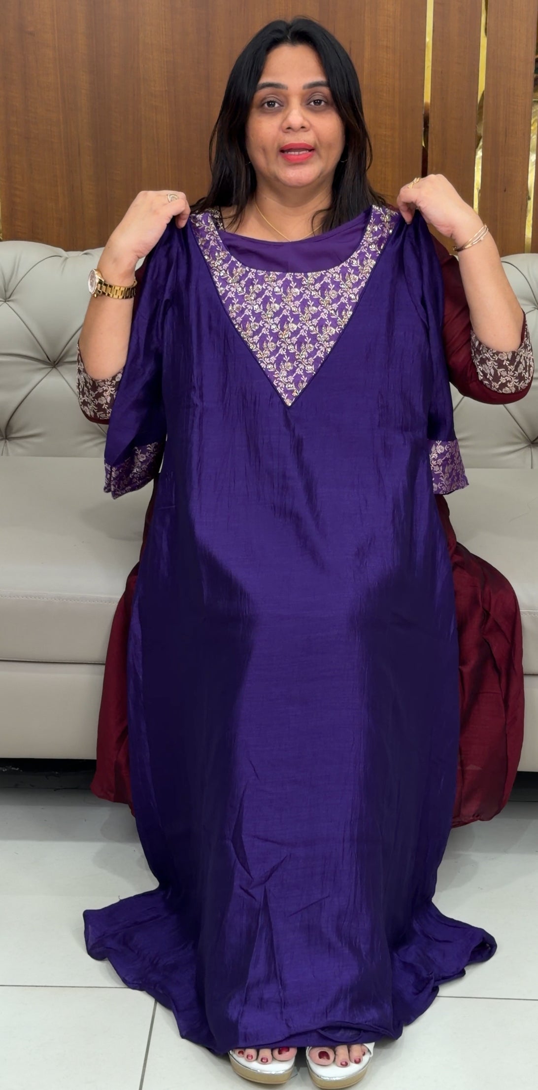 IHA'S IN-HOUSE SEMI RAW SILK ALINE TOPS - IHA 29076