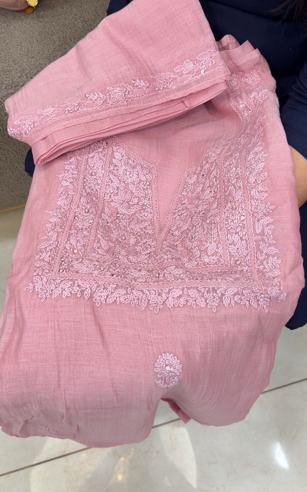 CHIKANKARI UNSTITCHED SALWAR SUIST - IHA 35864