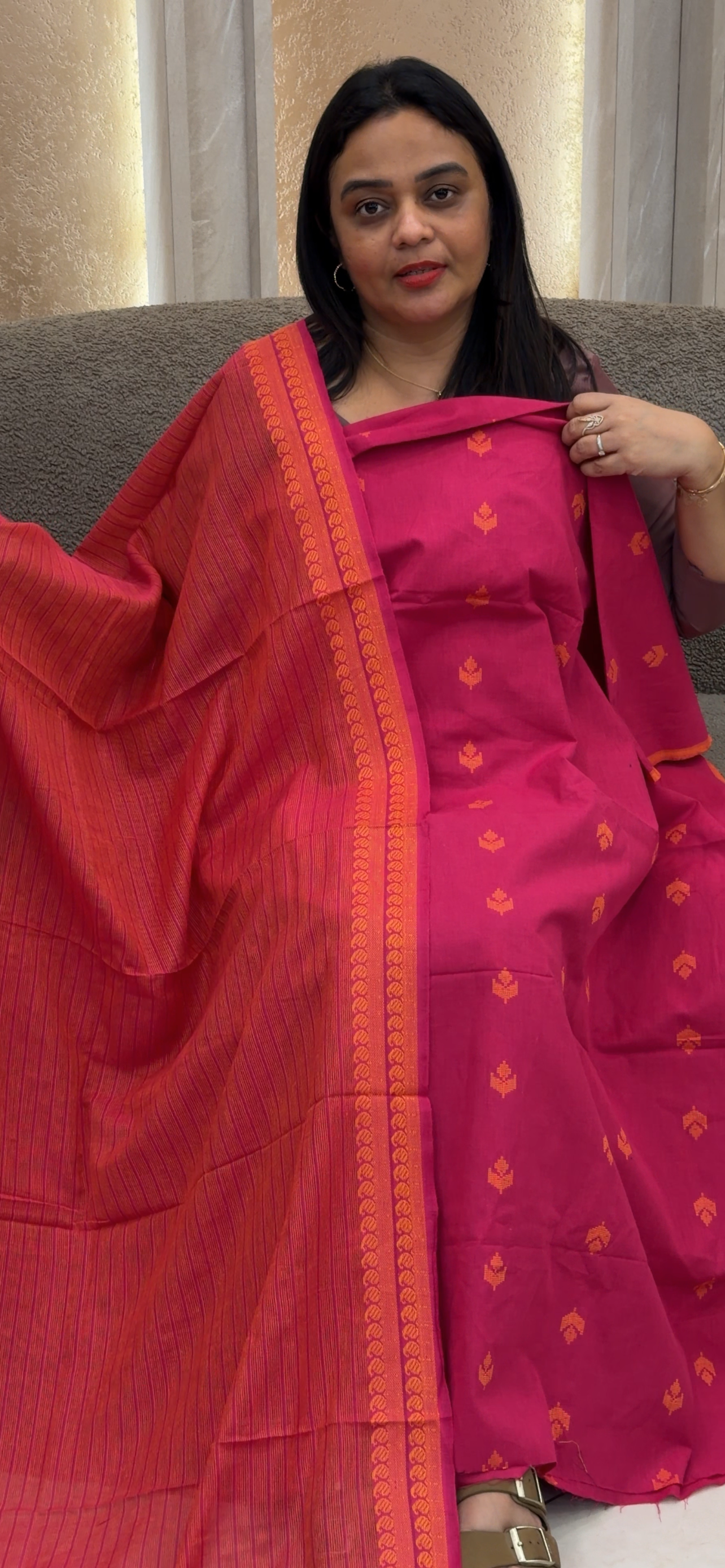 COTTON UNSTITCHED SALWAR SUITS - IHA 32844