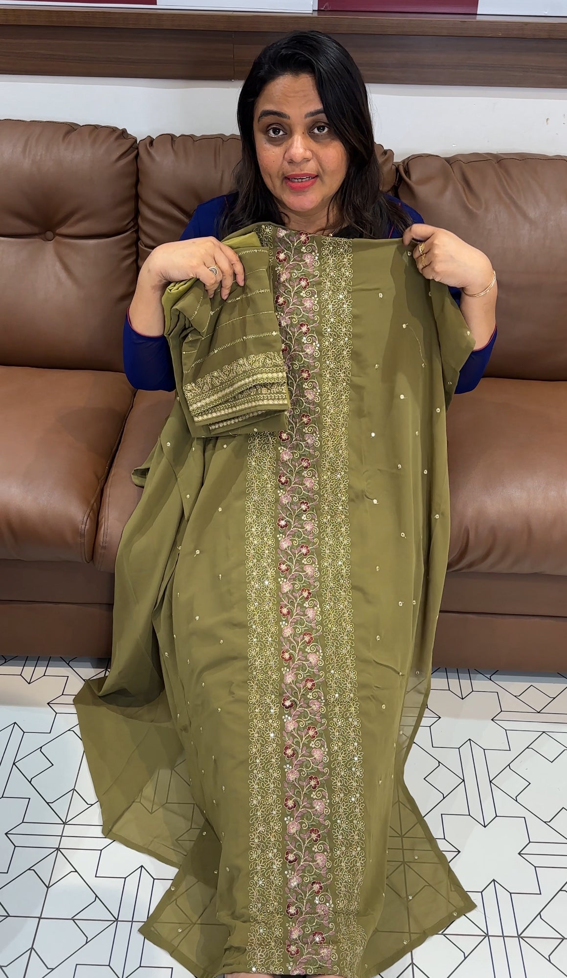 FAUX GEORGETTE UNSTITCHED SALWAR SUIST - IHA 27895