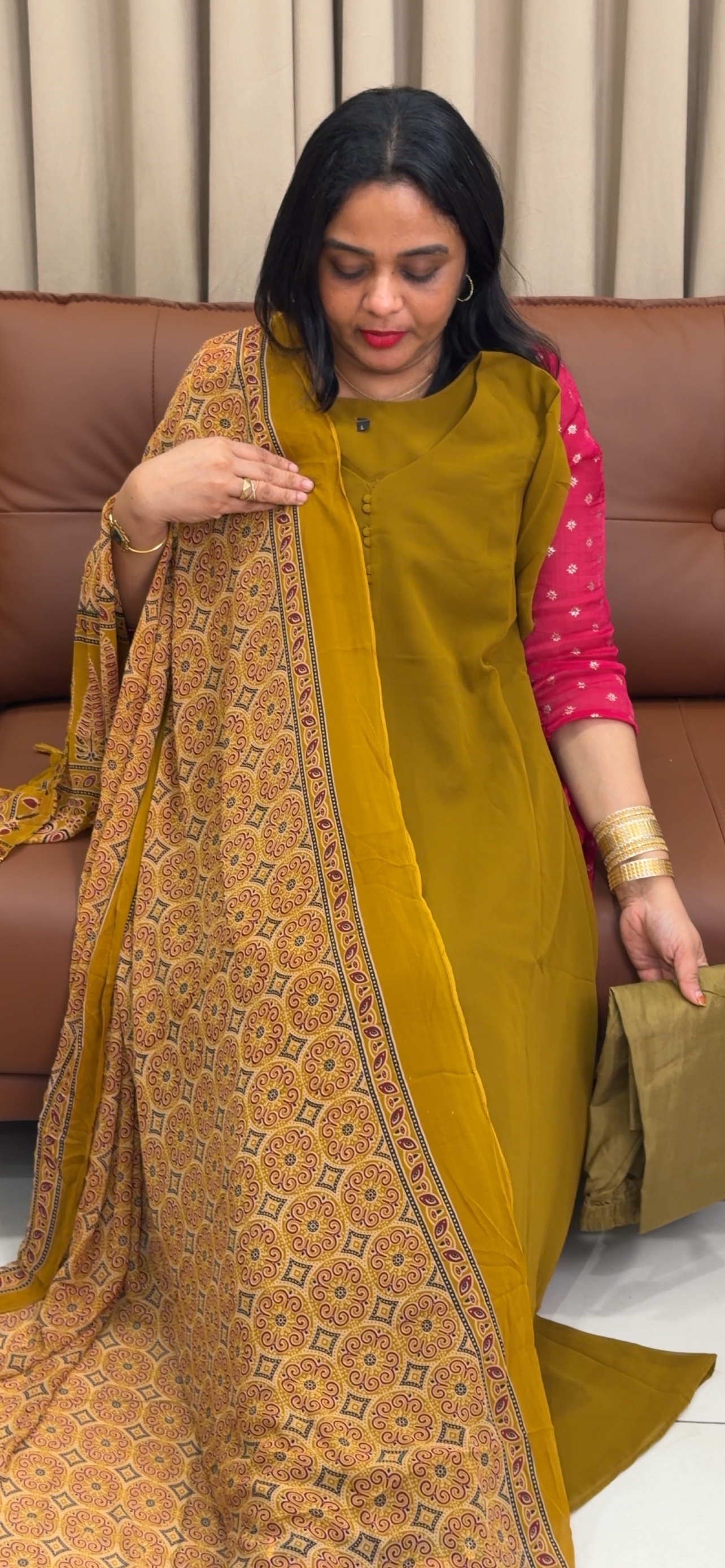 FAUX GEORGETTE ALINE TOP AND DUPATTA - IHA 34028
