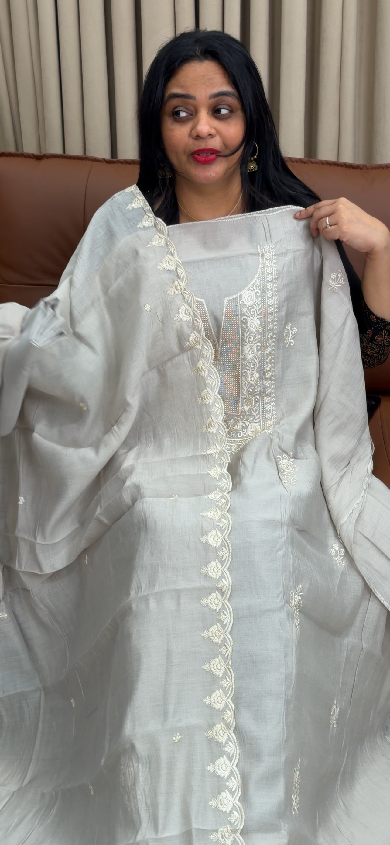 MUL CHANDERI UNSTITCHED SALWAR SUITS - IHA 34481
