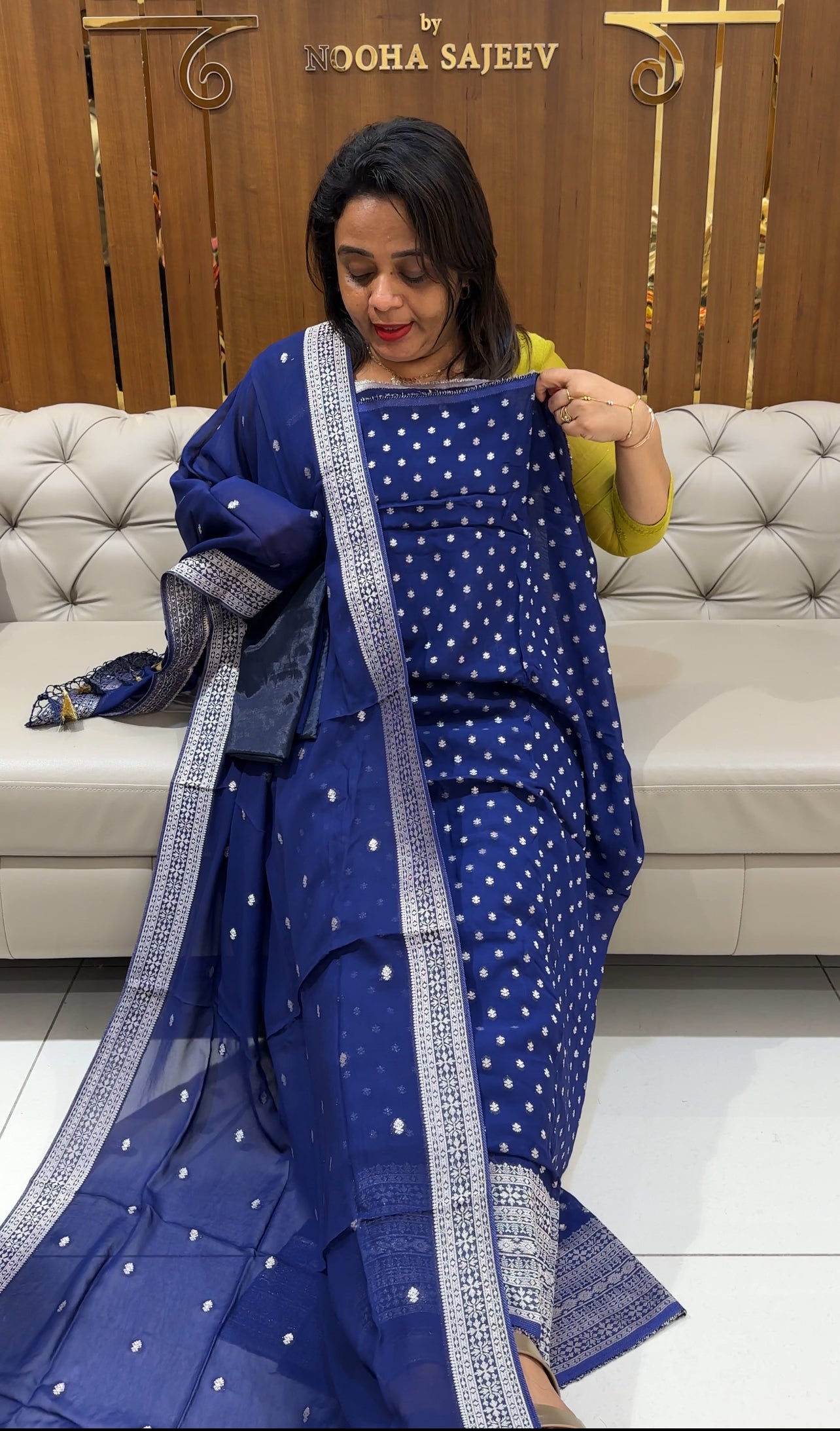 VISCOSE GEORGETTE BANARASI UNSTITCHED SALWAR SUITS  - IHA 25026