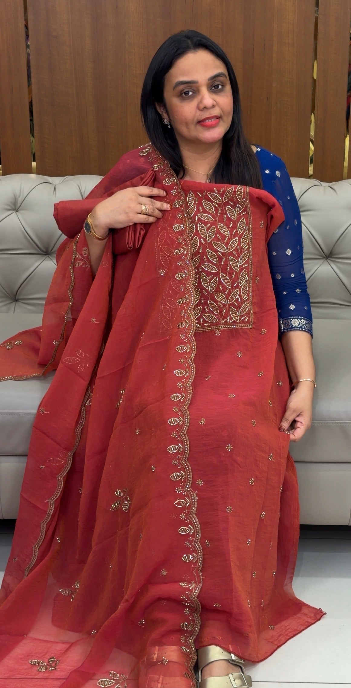 HANDWORKED UNSTITCHED SALWAR SUITS - IHA 32791