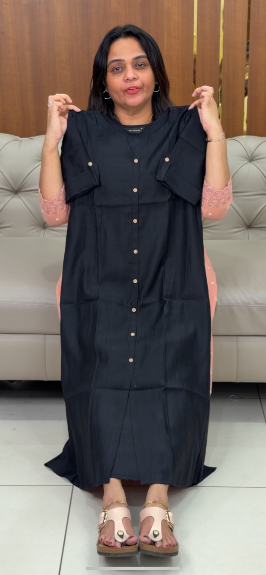 SEMI RAW SILK A-LINE TOPS - IHA 29060