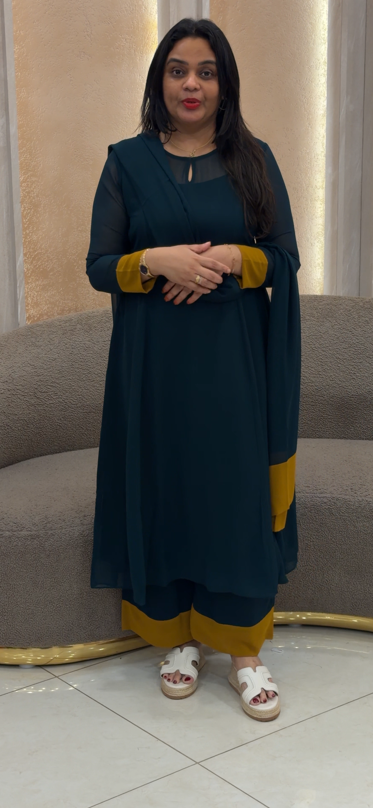 IHA'S IN-HOUE SLITTED TOP, BOTTOM AND DUPATTA - IHA 33198