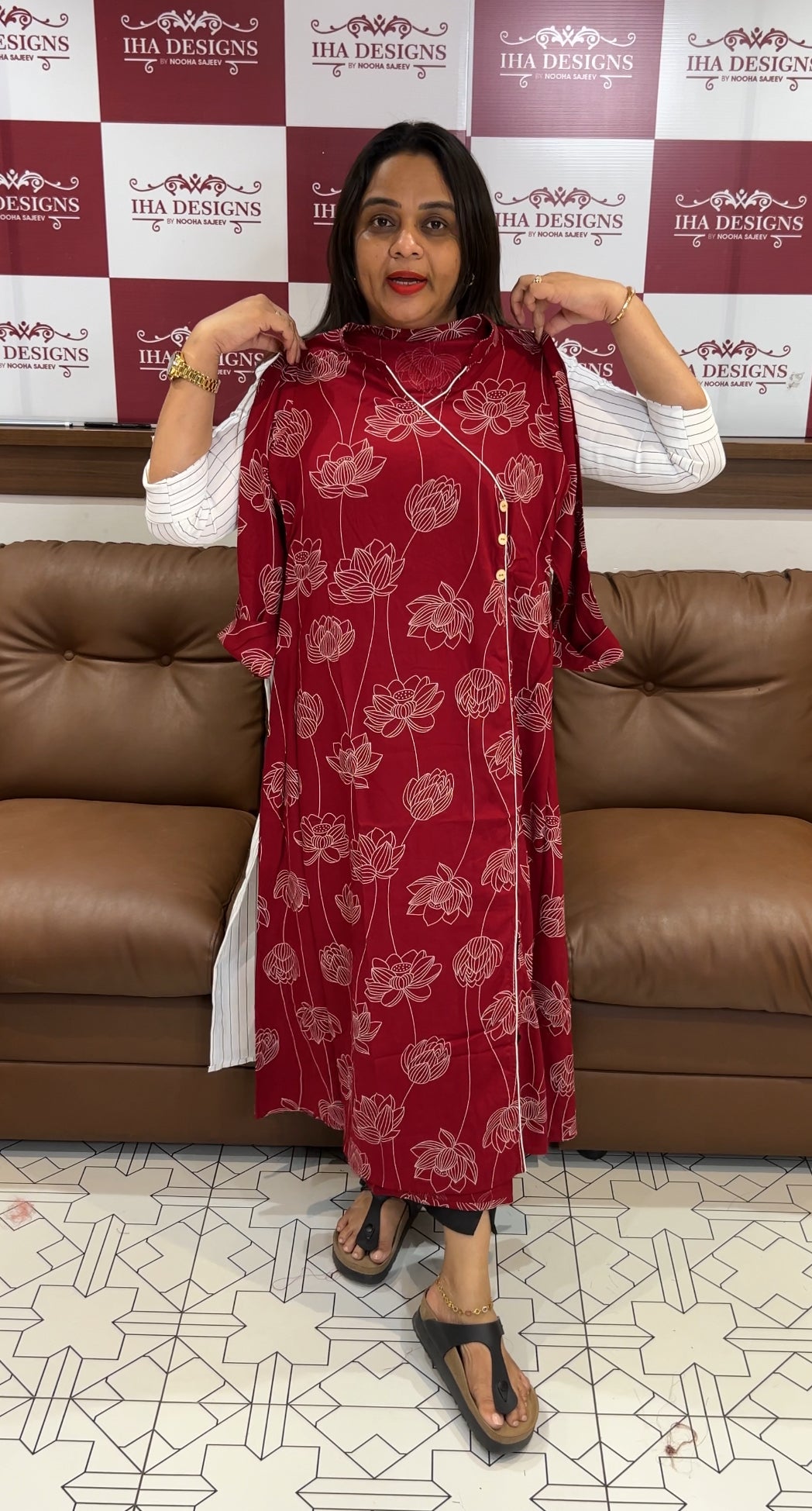 IHA'S IN-HOUSE PRINTED A-LINE FROCKS - IHA 23067