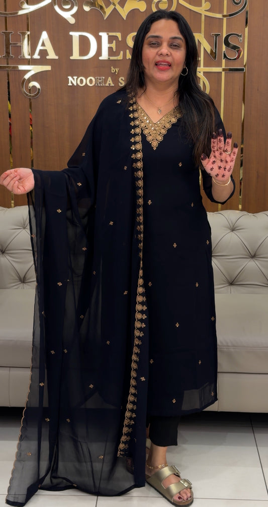 IHA'S IN-HOUSE GEORGETTE TOP,BOTTOM AND DUPATTA - IHA 31911