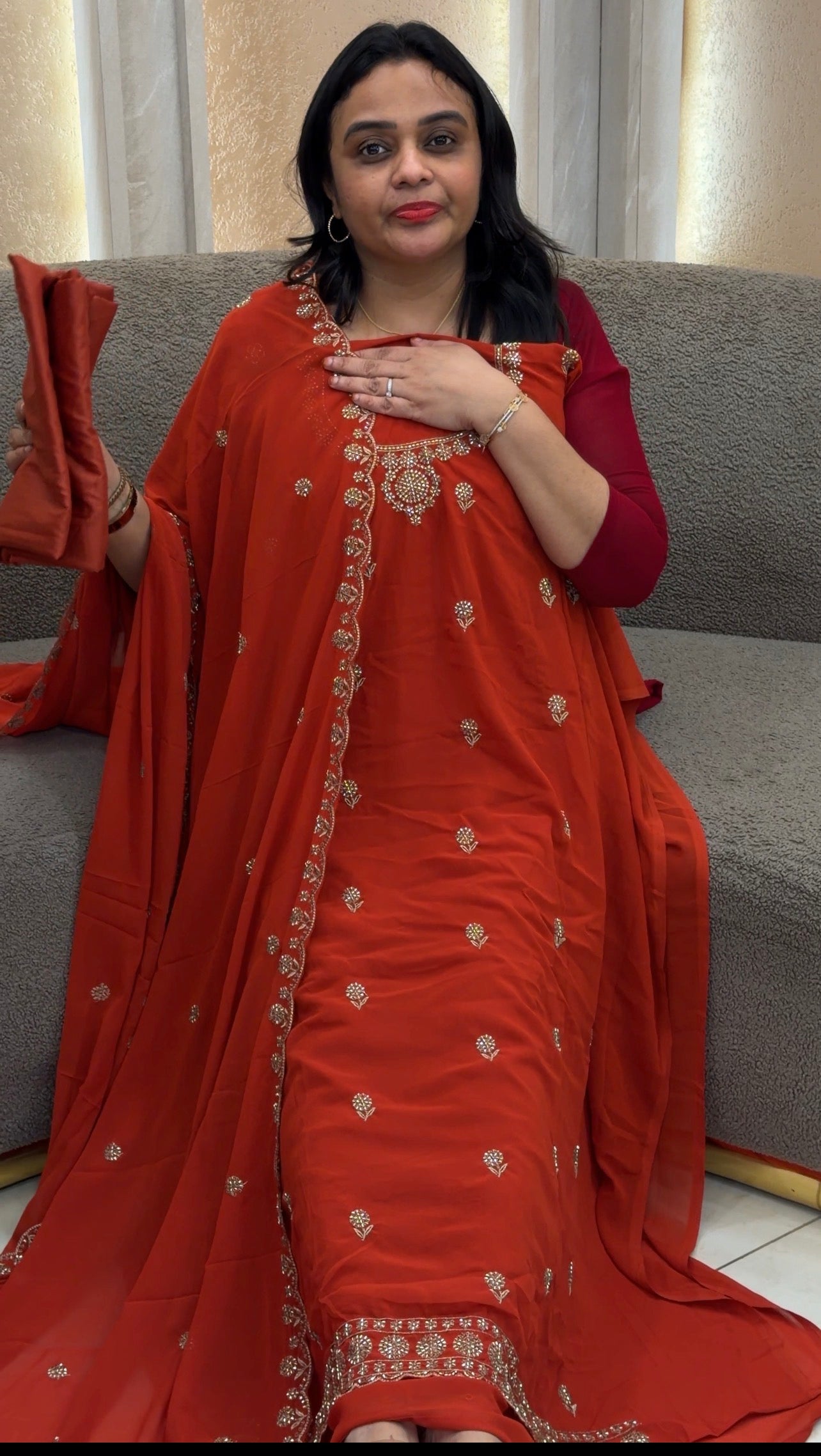 HANDWORKED UNSTITCHED SALWAR SUITS - IHA 32919