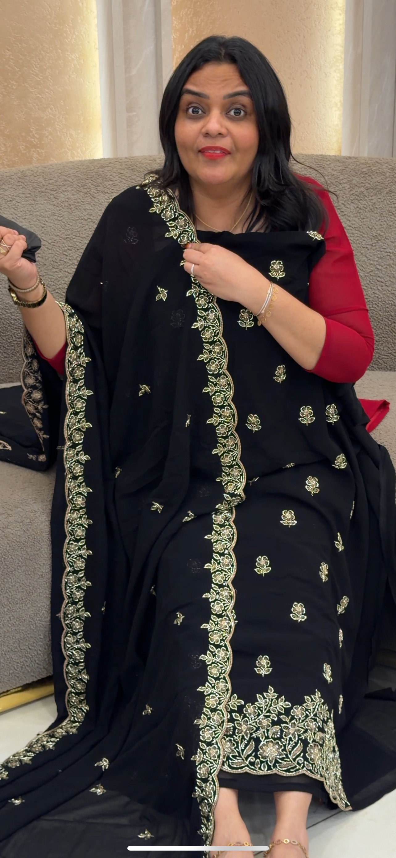 HAND WORKED UNSTITCHED SALWAR SUITS - IHA 32917