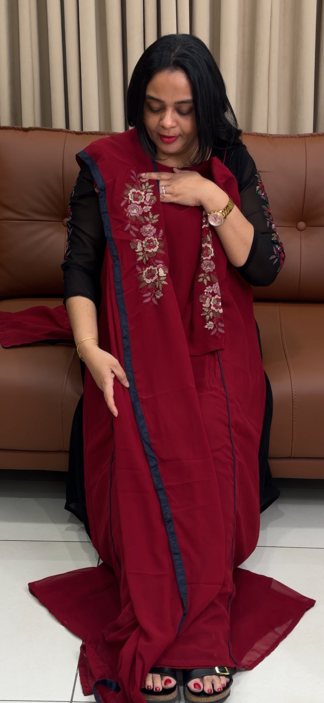 FAUX GEORGETTE TOP BOTTOM AND DUPATTA - IHA 34336
