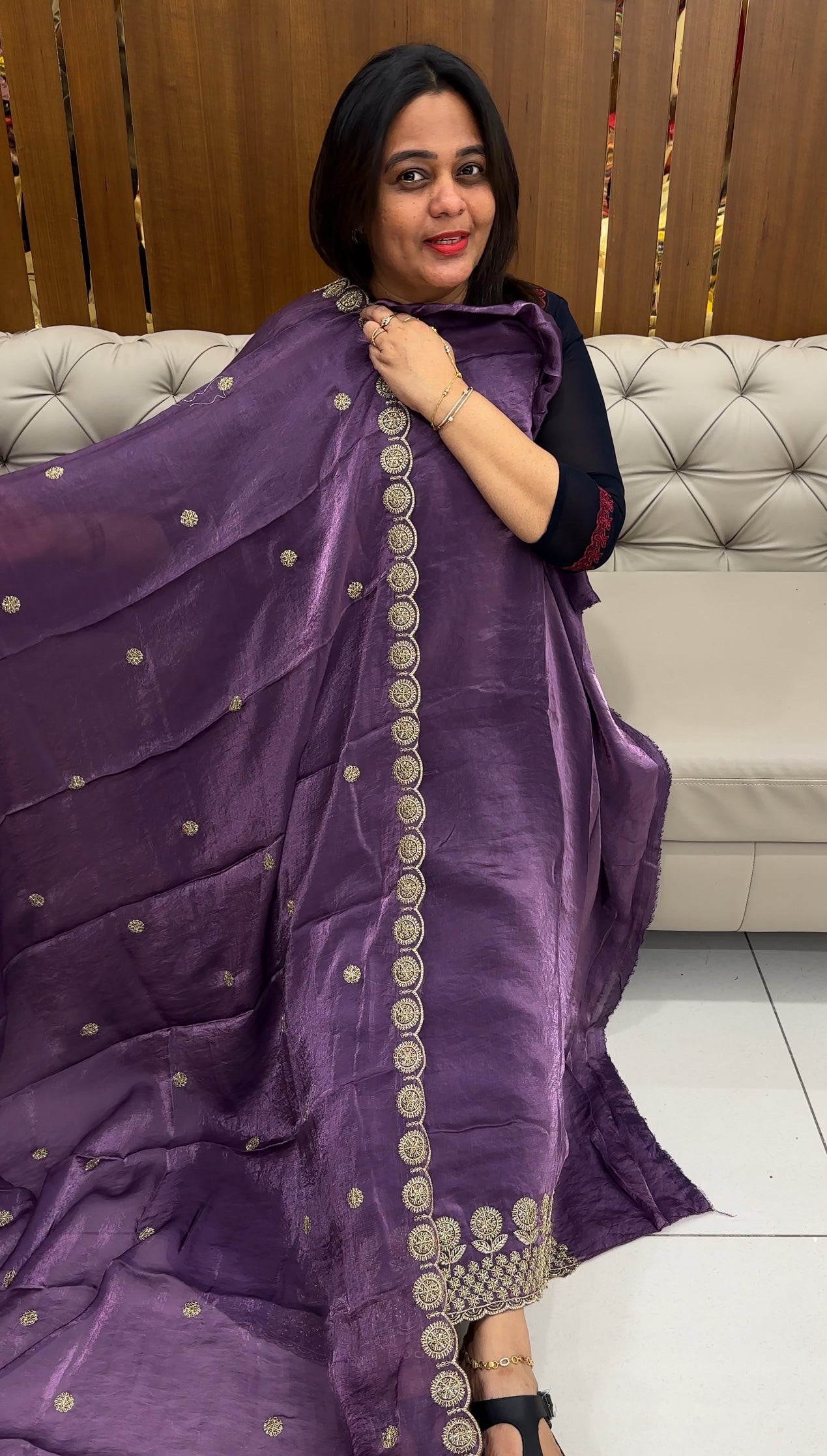 VELVET ORGANZA UNSTITCHED SALWAR SUITS - IHA 26083