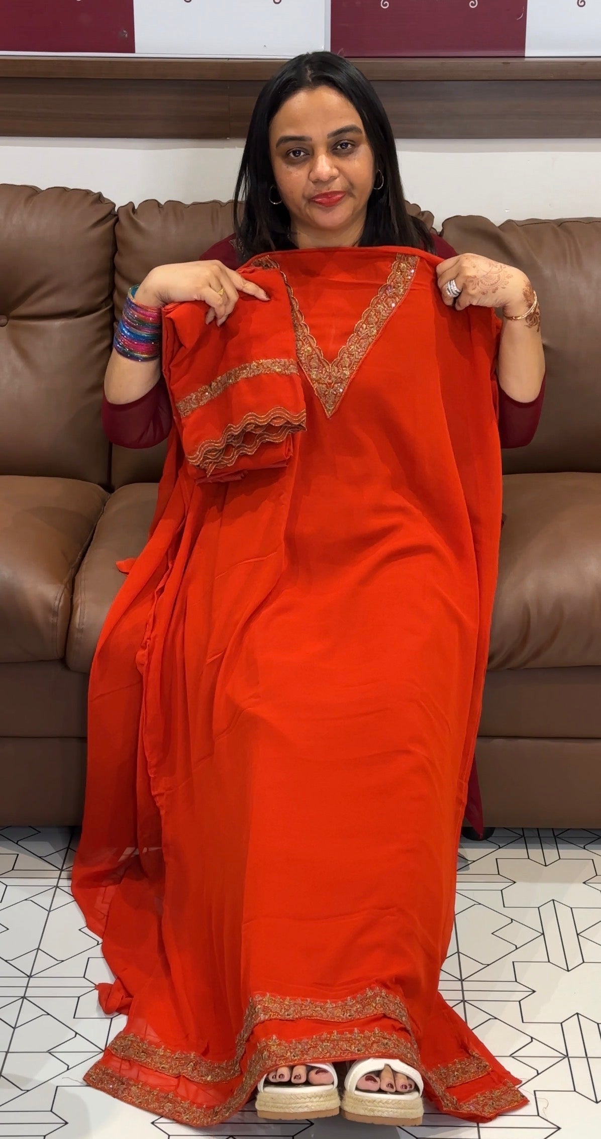 IHA'S IN-HOUSE GEORGETTE TOP,BOTTOM AND DUPATTA - IHA 31525