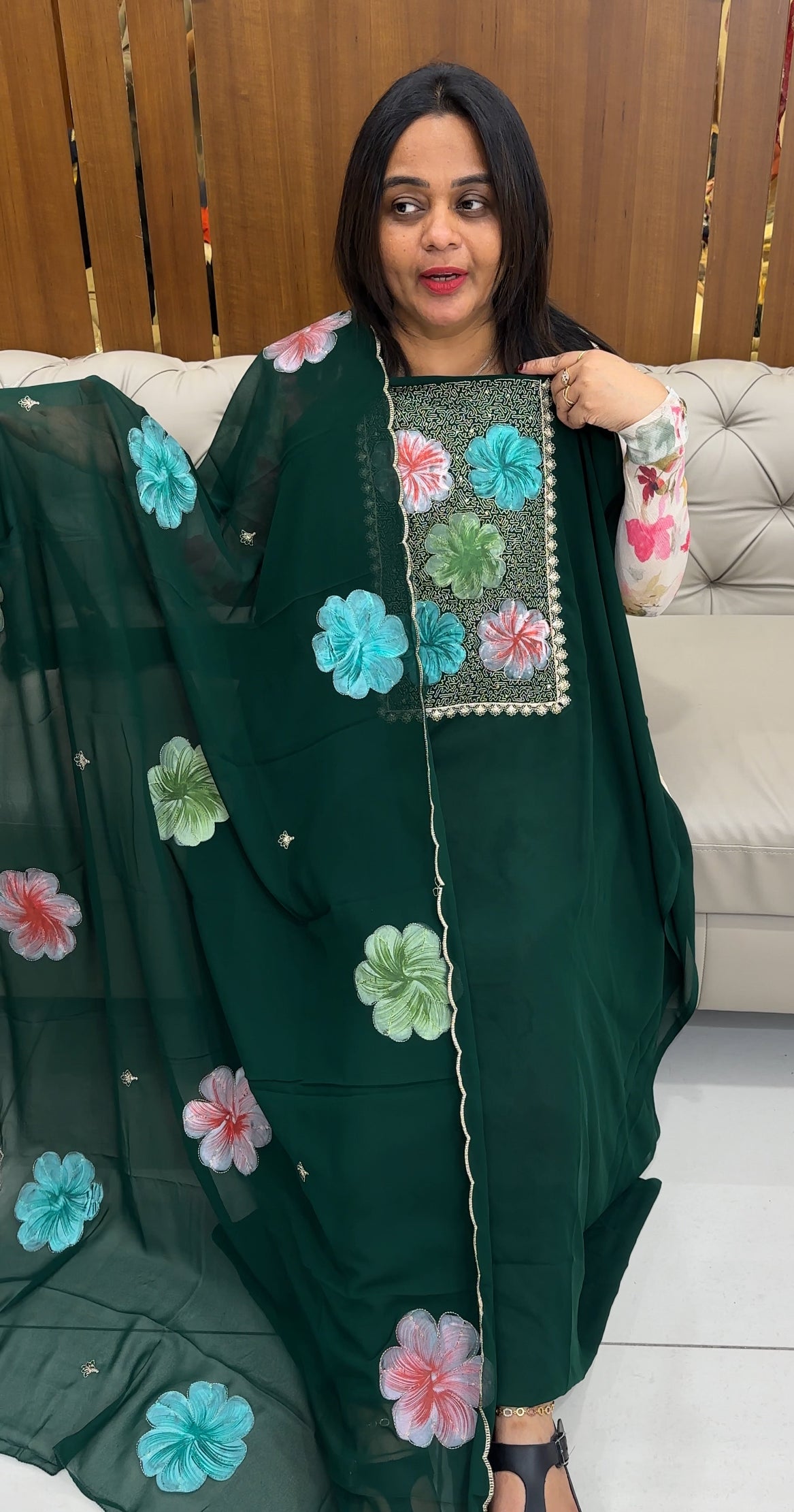 FAUX GEORGETTE UNSTITCHED SALWAR SUITS - IHA 26092