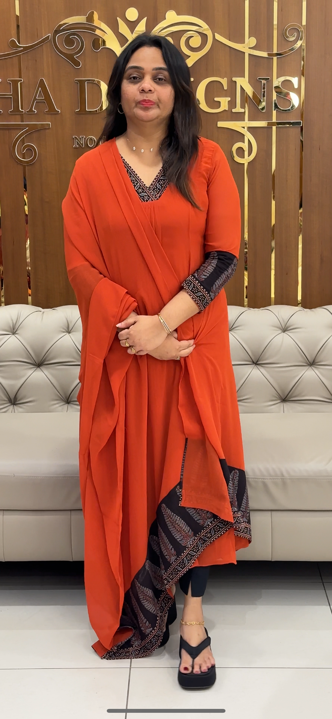 IHA'S IN-HOUSE GEORGETTE SLITTED TOPS AND DUPATTA  - IHA 28665