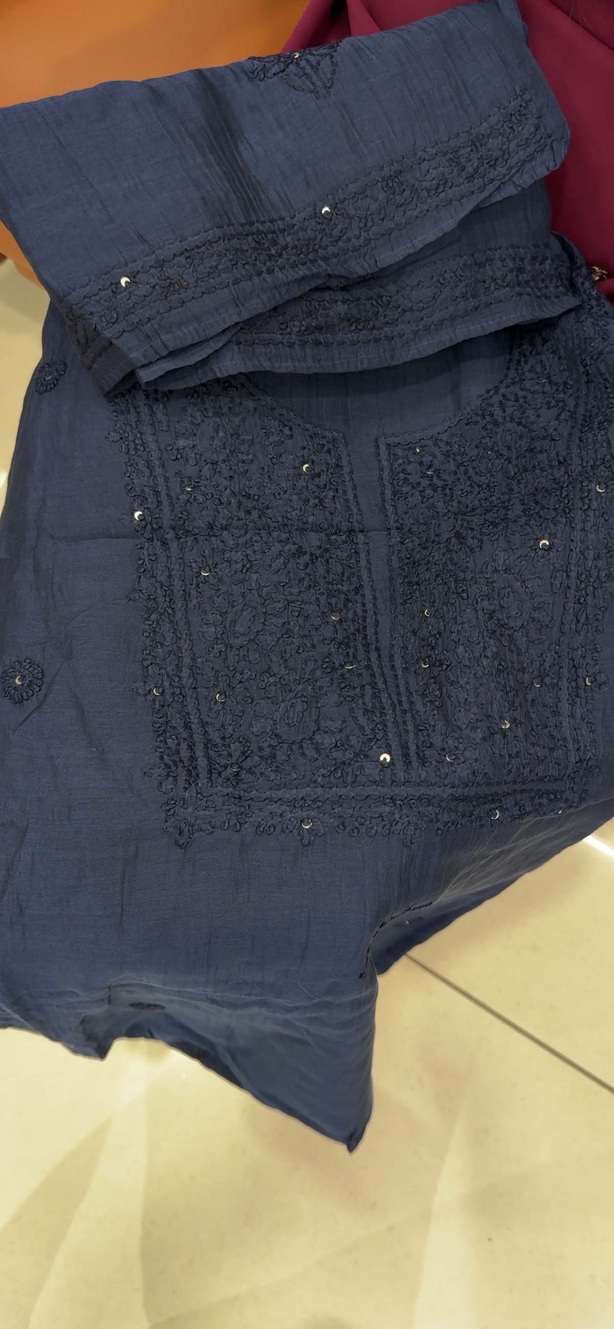 CHIKANKARI UNSTITCHED SALWAR SUITS - IHA 35801