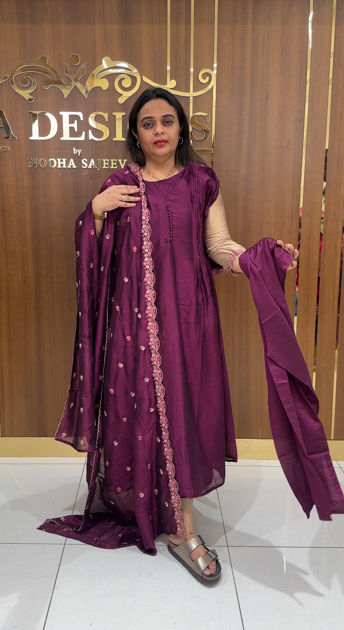 SEMI RAW SILK TOP BOTTOM AND DUPATTA - IHA 23125
