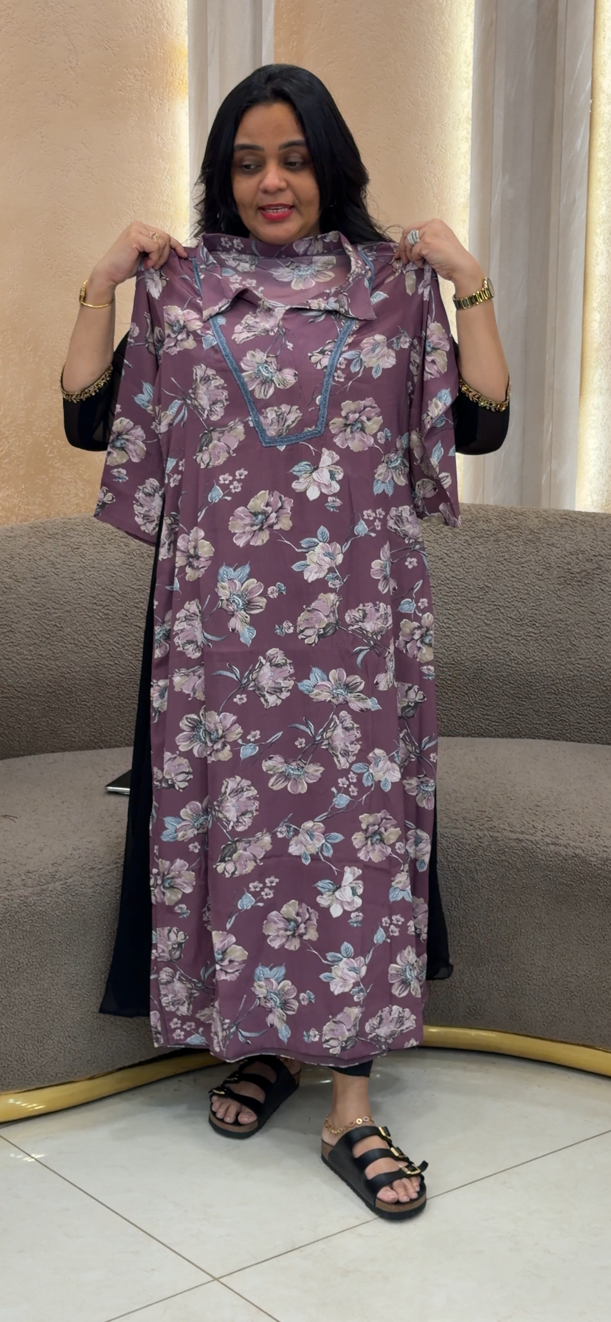 IHA'S IN-HOUSE PRINTED LONG ALINE TOPS - IHA 35175