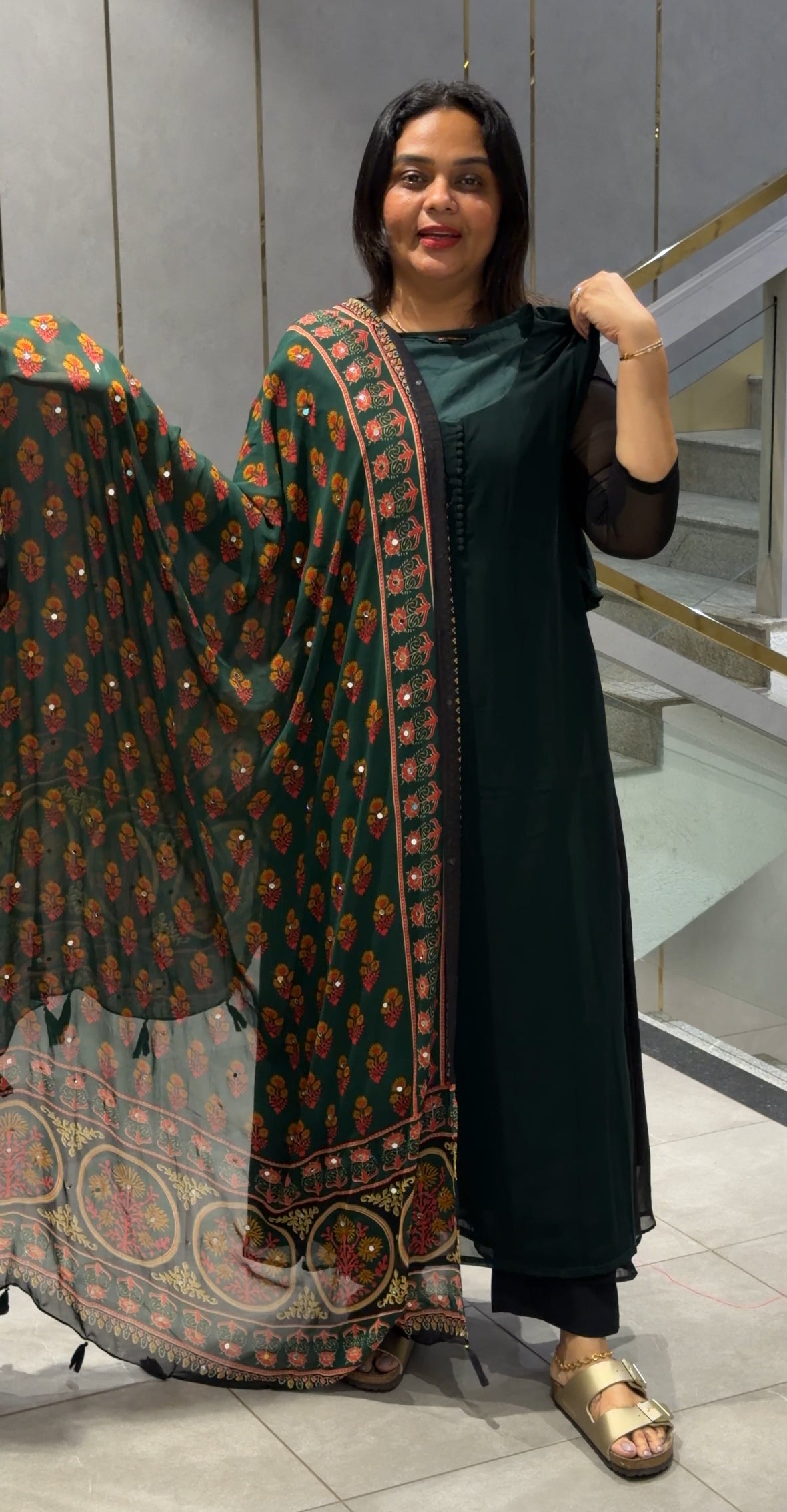 IHA'S IN-HOUSE GEORGETTE ALINE TOP AND DUPATTA - IHA 33972