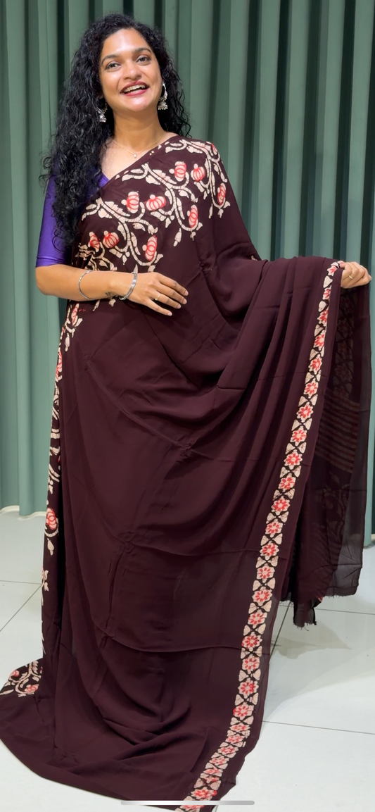 PRINTED GEORGETTE SAREE - IHA 30818