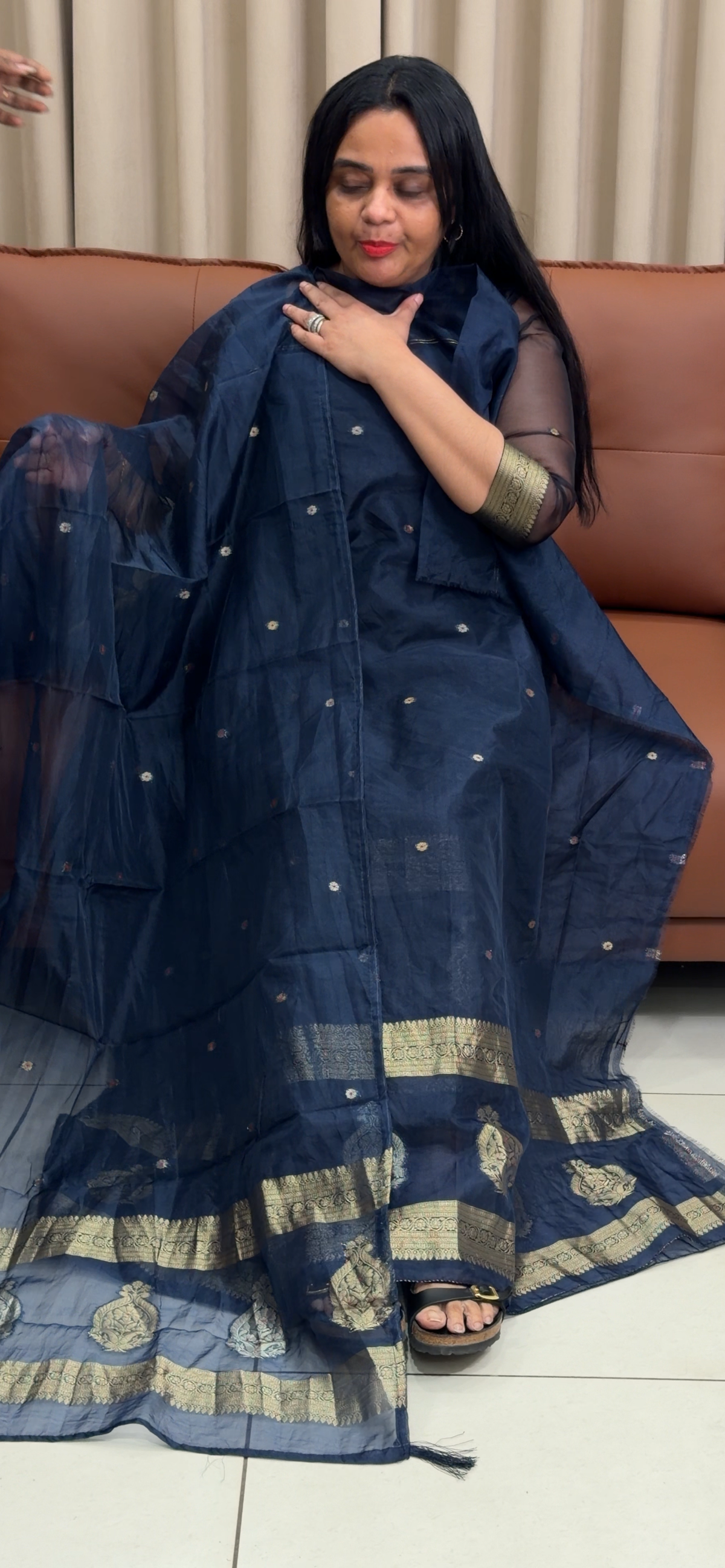 ORGANZA UNSTITCHED SALWAR SUITS - IHA 35267