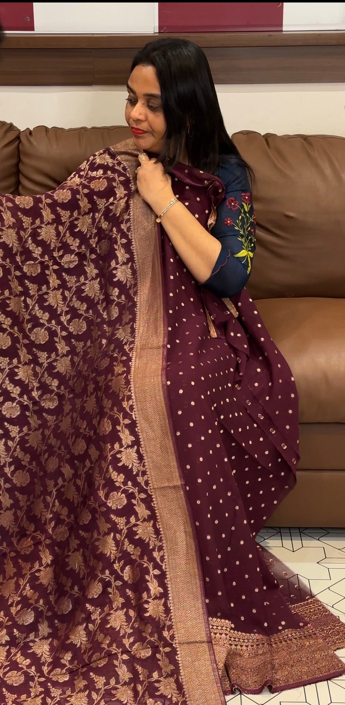 GEORGETTE BANARASI UNSTITCHED SALWAR SUITS - IHA 32876