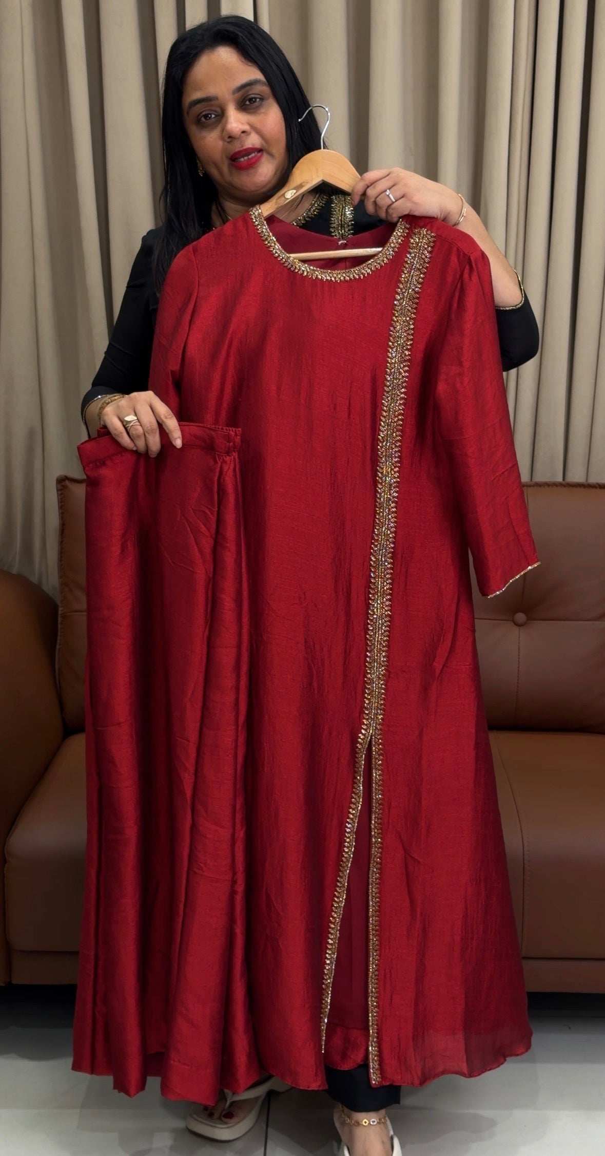 IHA'S IN-HOUSE SEMI RAW SILK ALINE CO-ORDS SETS - IHA 33817