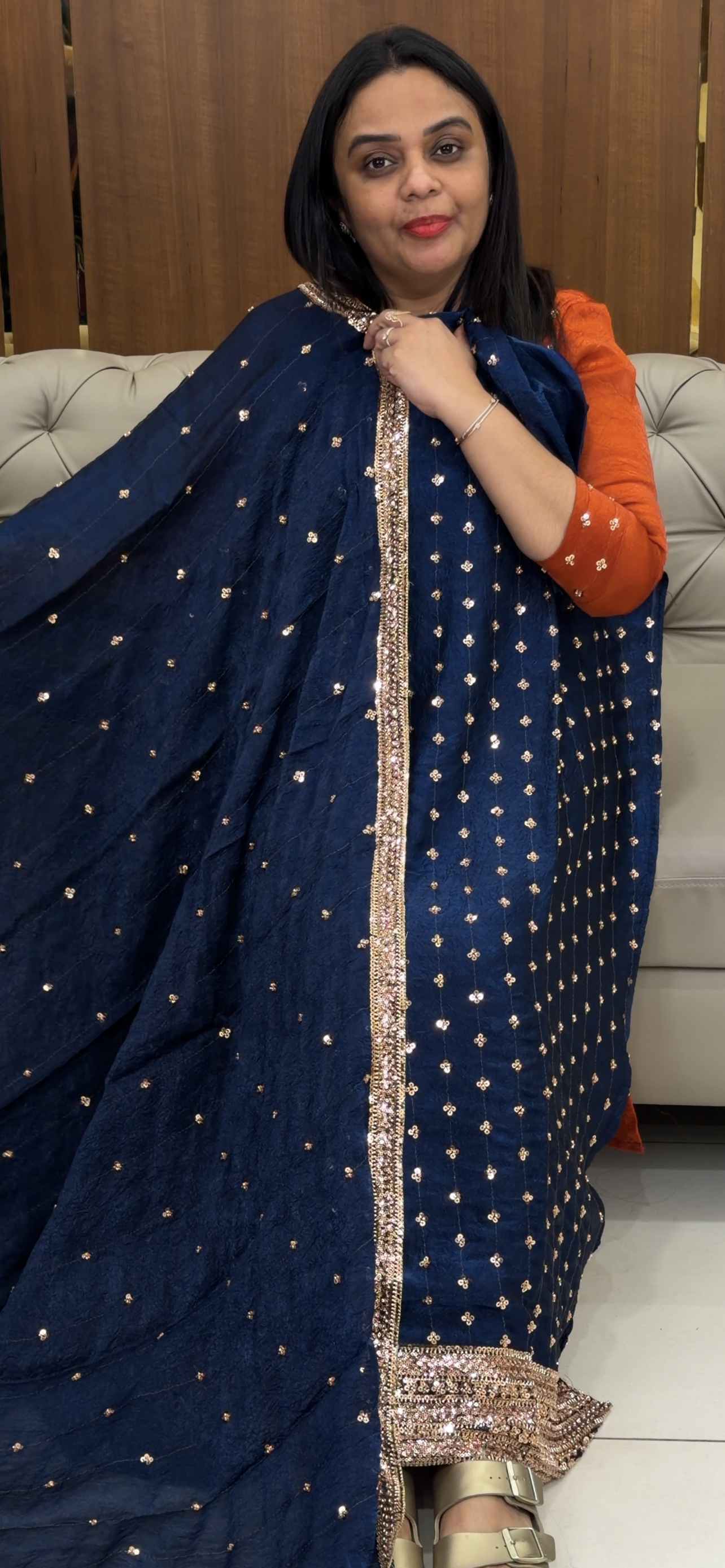 VELVET ORGANZA UNSTITCHED SALWAR SUITS - IHA 33322