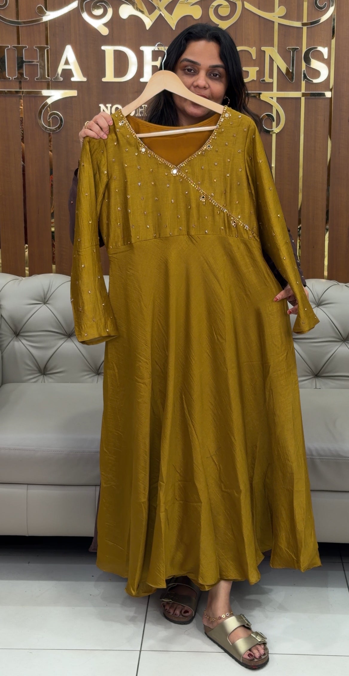 IHA'S IN-HOUSE SEMI RAW SILK ANARKALI TOPS - IHA 30681