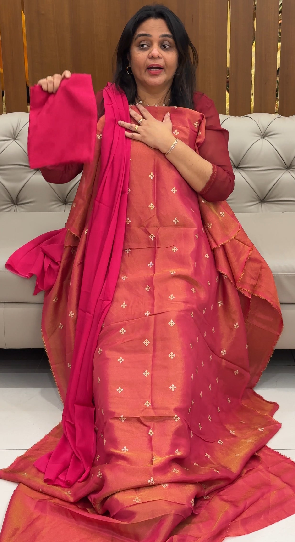 TISSUE UNSTITCHED SALWAR SUITS - IHA 29252