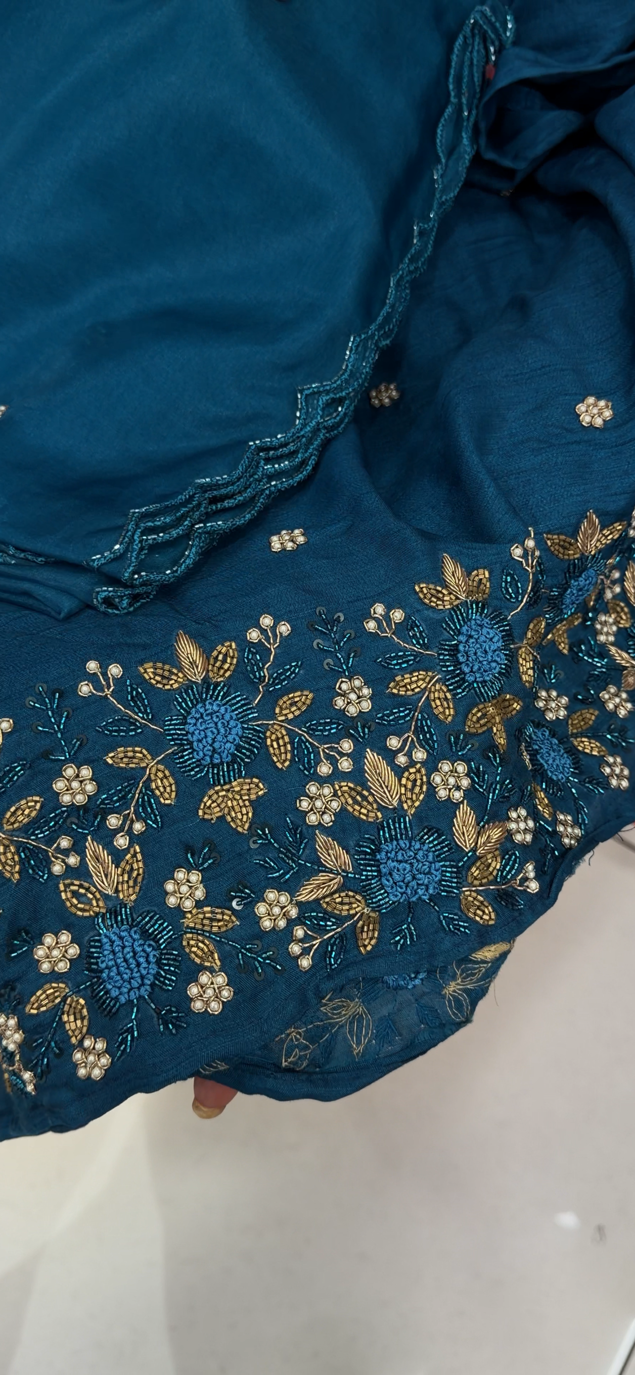 HANDWORKED SILK UNSTITCHED SALWAR SUITS - IHA 34286