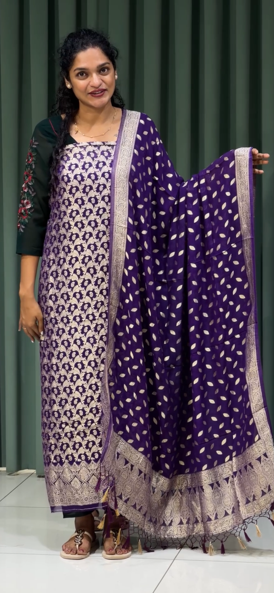 SEMI BANARASI UNSTITRCHED SALWAR SUITS - IHA 33183