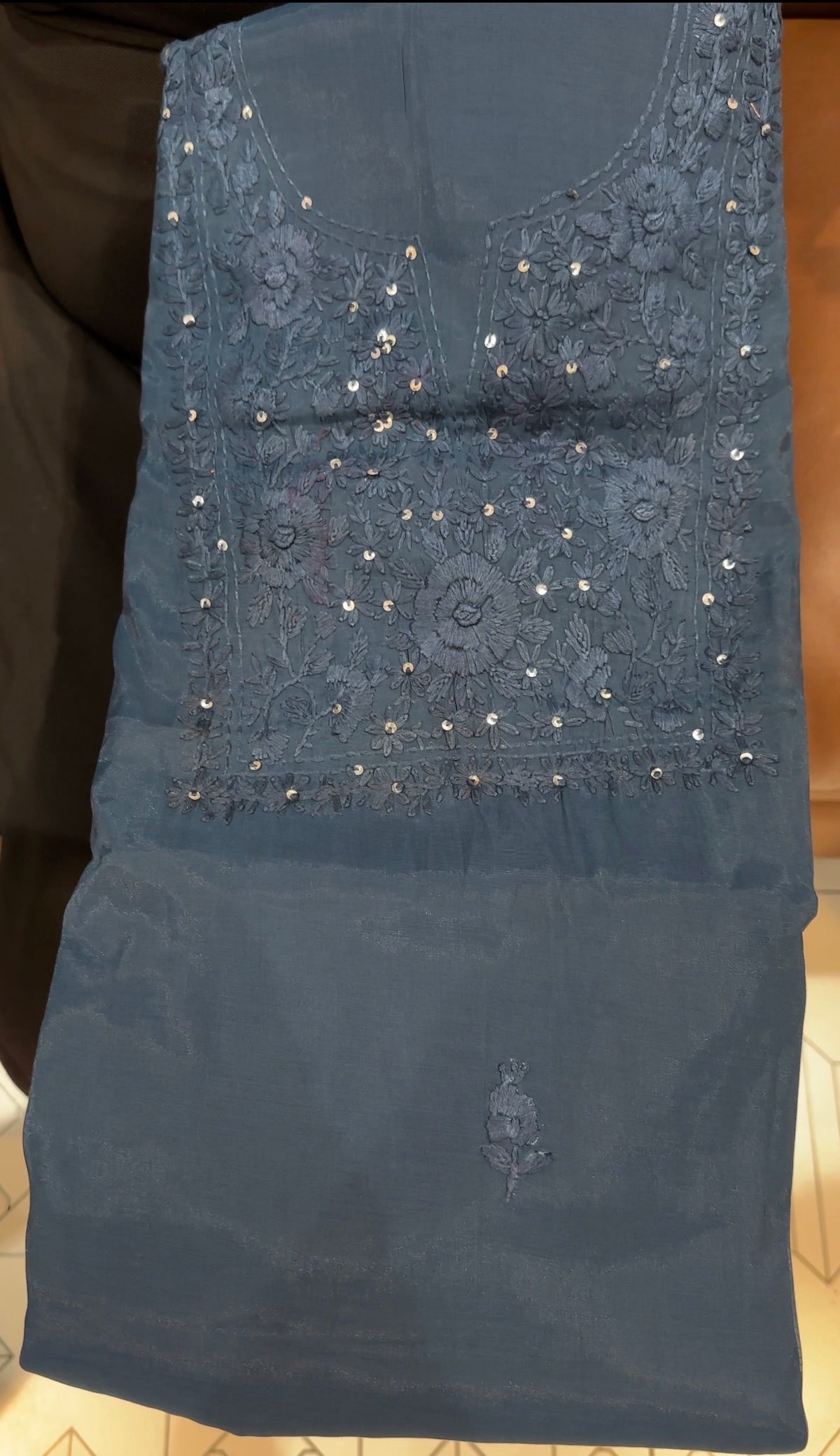 LUCKNOWI CHIKANKARI UNSTITCHED SALWAR SUITS - IHA 35993