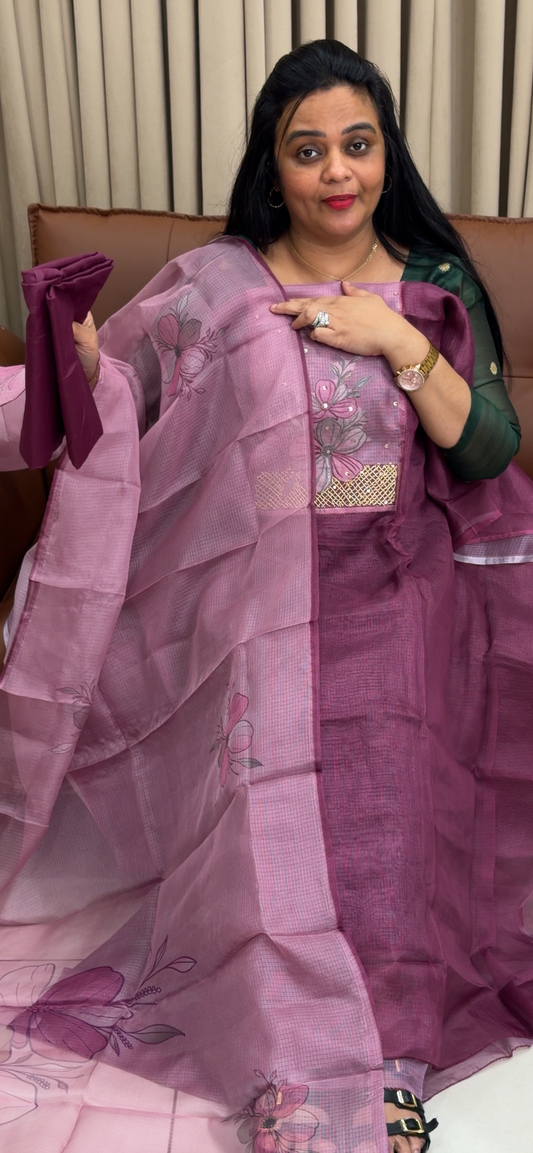 SILKY KOTA UNSTITCHED SALWAR SUITS - IHA 34812