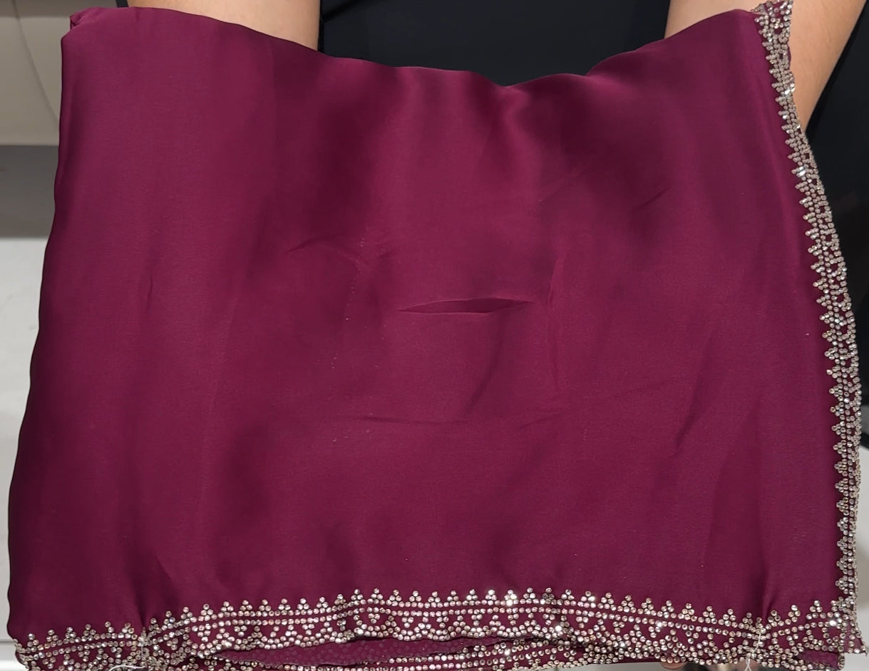 SATIN GEORGETTE SAREES - IHA 24192