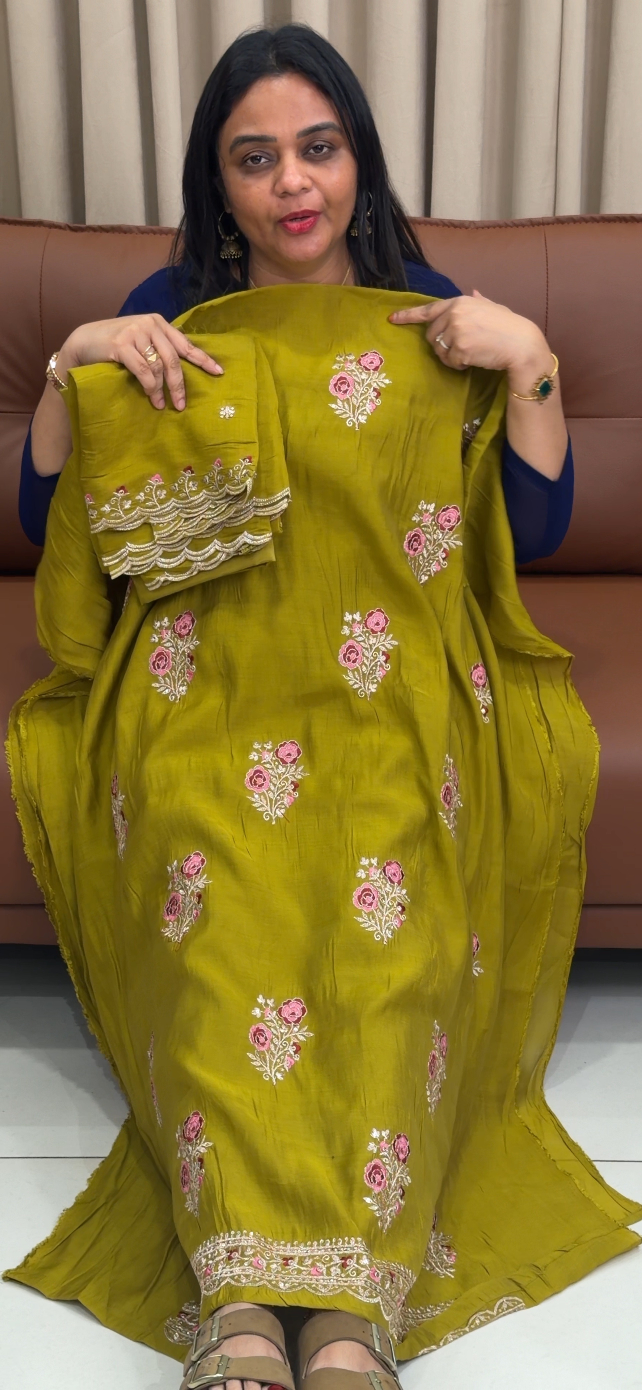 MUL CHANDERI UNSTITCHED SALWAR SUITS - IHA 33652