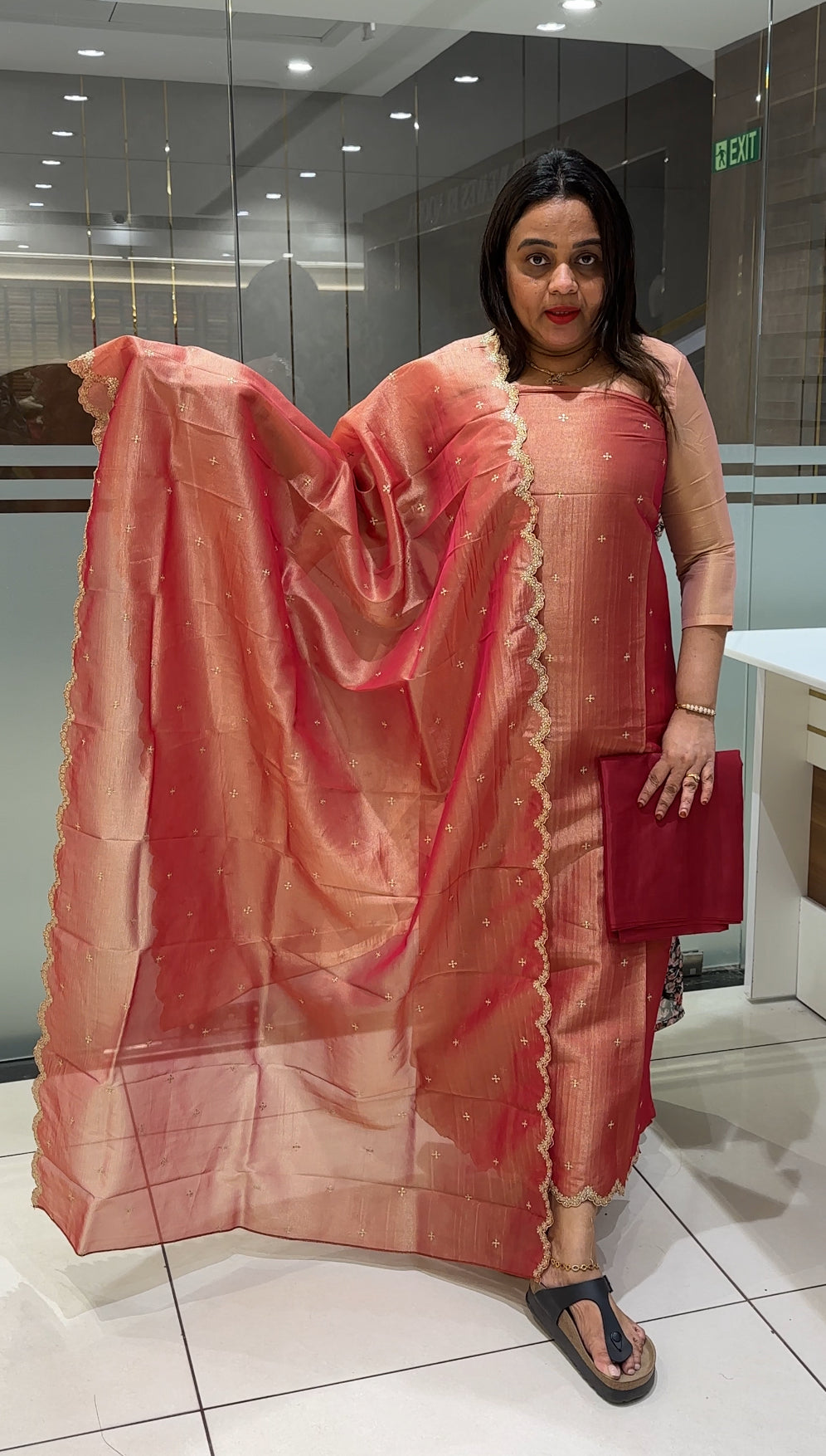 CRUSHED TISSUE BANARASI UNSTITCHED SALWAR SUITS - IHA 22643