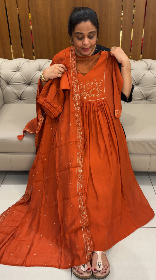MALAI CHANDERI TOP, BOTTOM AND DUPATTA - IHA 27642