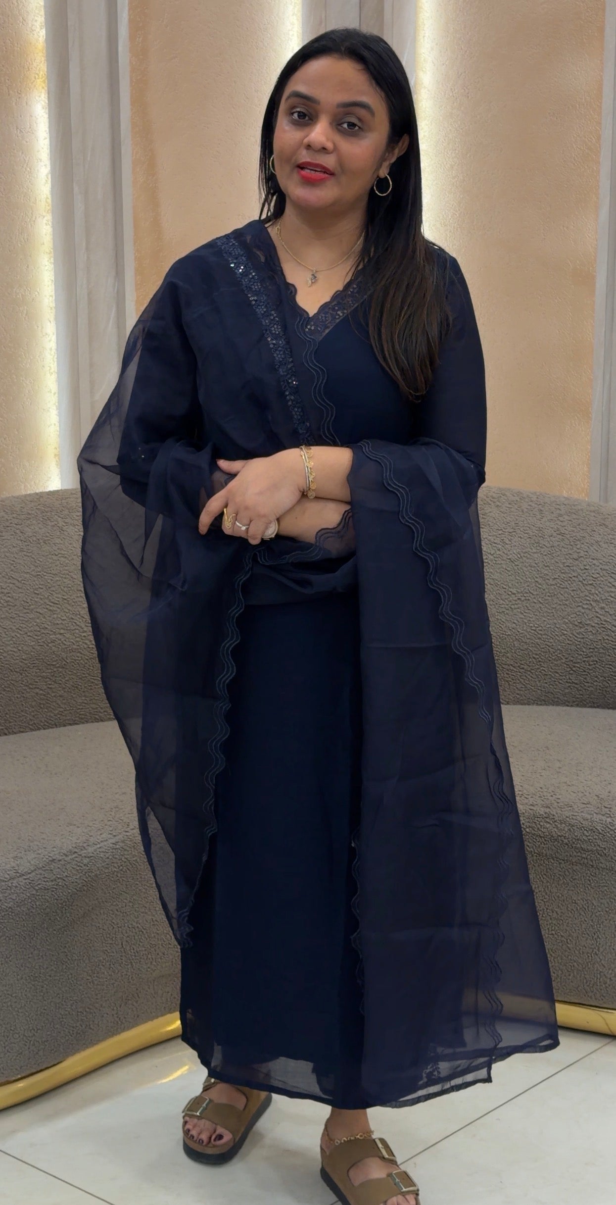 SEMI RAW SILK TOP ,BOTTOM AND DUPATTA - IHA 33209