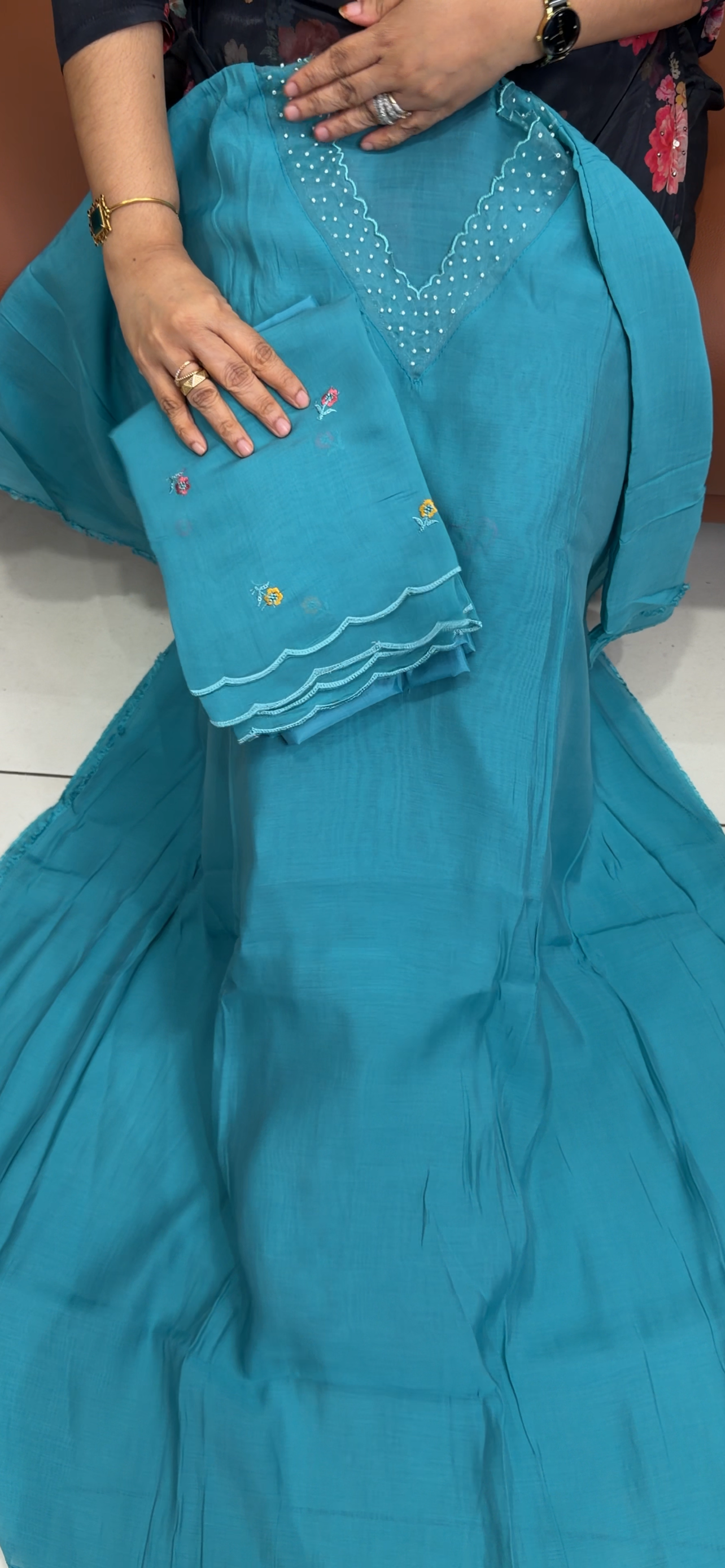MALAI CHANDERI UNSTITCHED SALWAR SUITS - IHA 34916